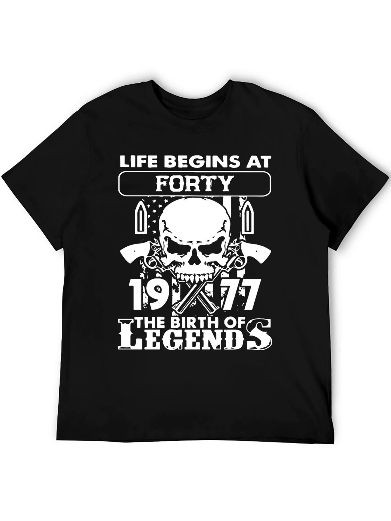 Black Life Begins at Forty T-Shirt - Skull & Guns view 5