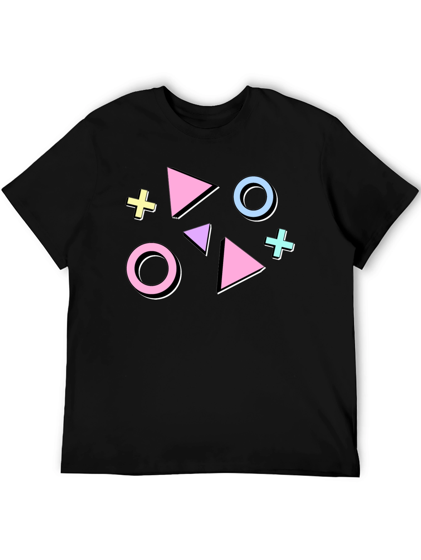 Black Retro 90s Geometric Graphic Tee - Funky Style view 5