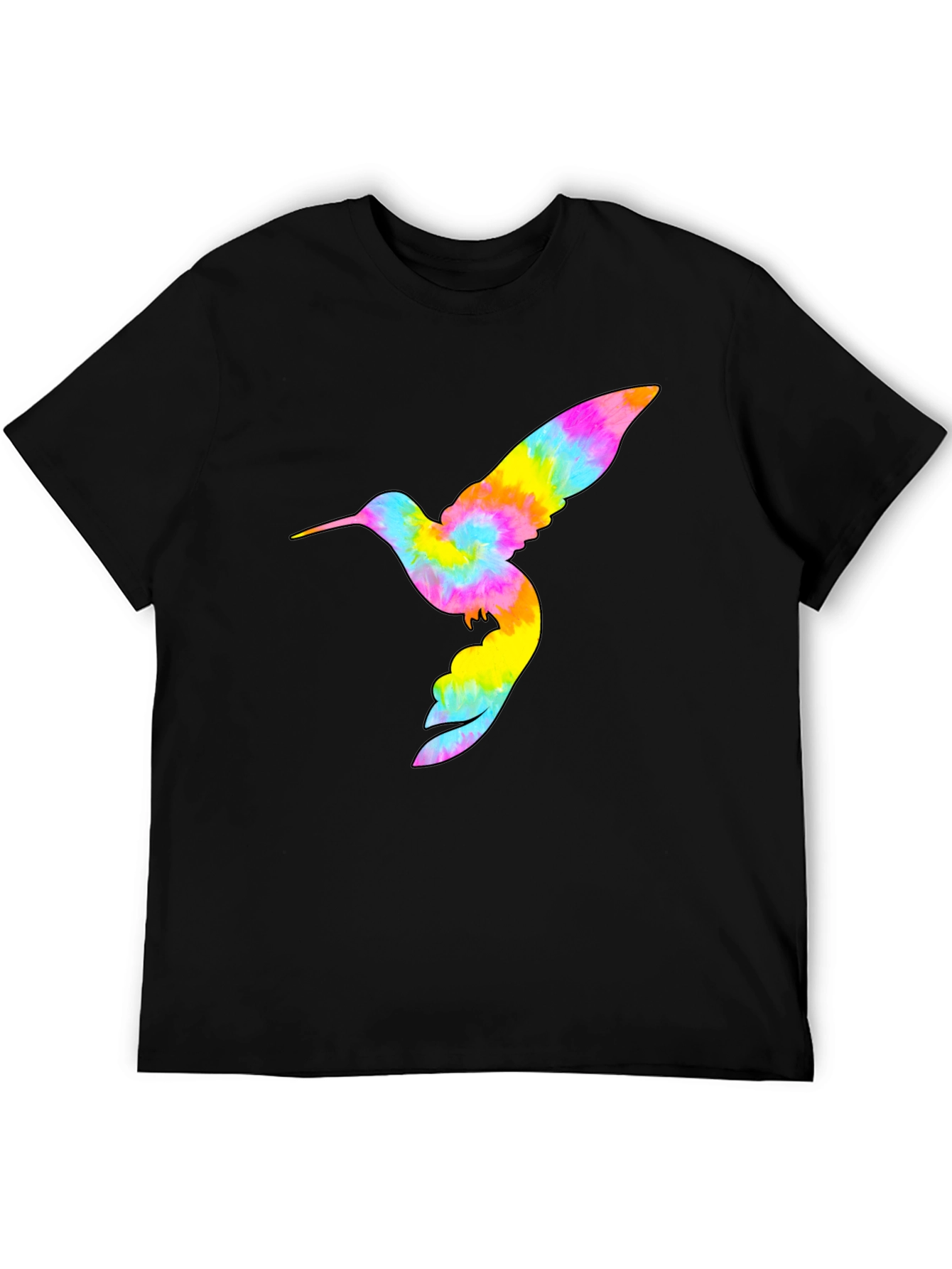 Black Tie Dye Hummingbird Graphic Tee - Black view 5