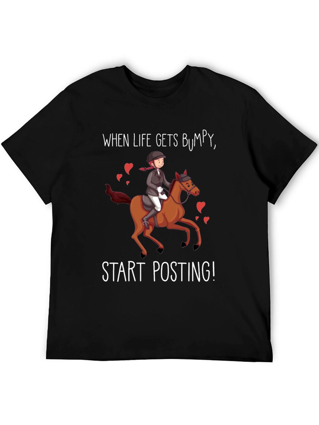 Black Equestrian Humor T-Shirt - "Start Posting!" view 5