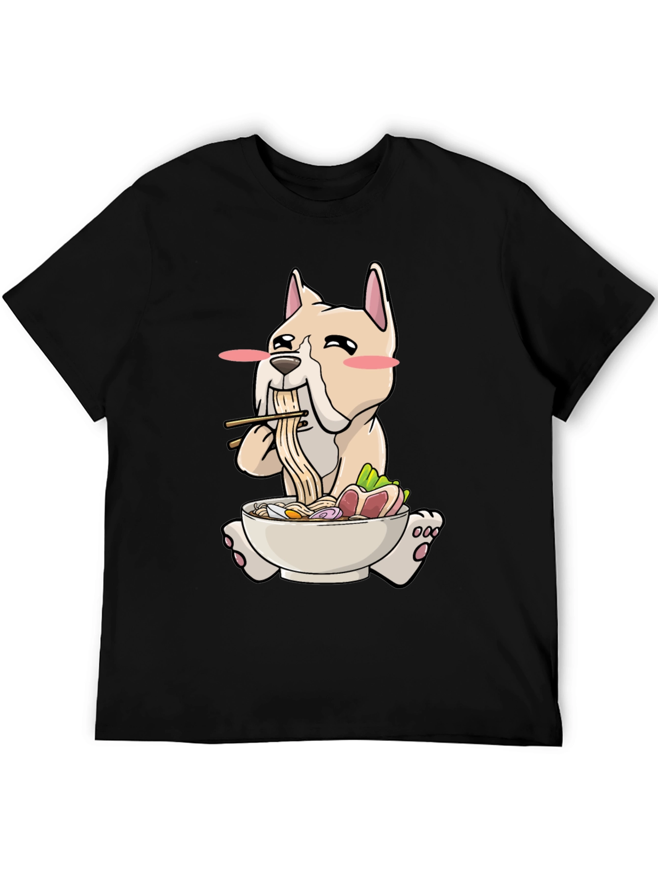 Black Dog Ramen T-Shirt - Cute Cartoon Graphic Tee view 5