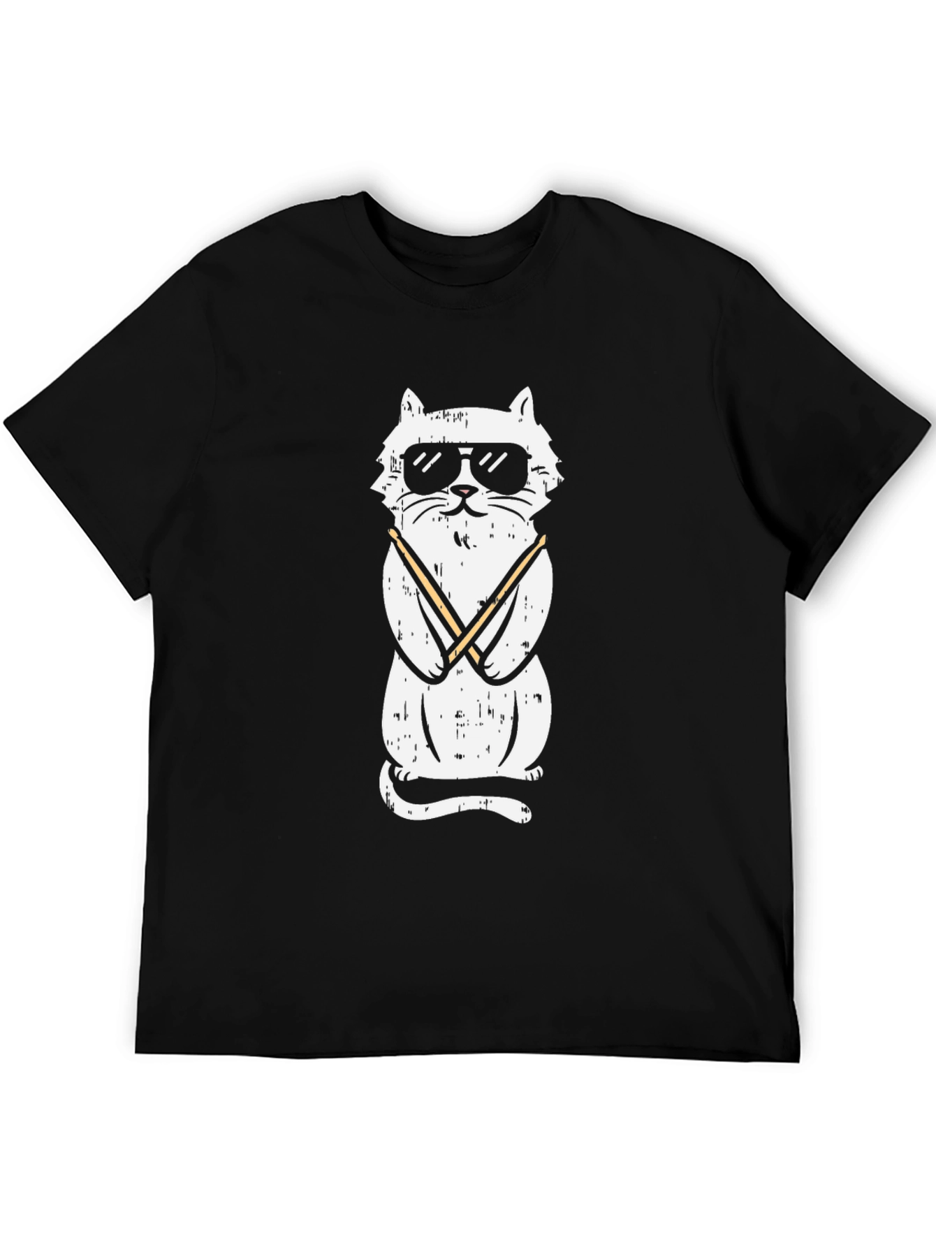 Black Cool Cat Graphic Tee - Black view 5