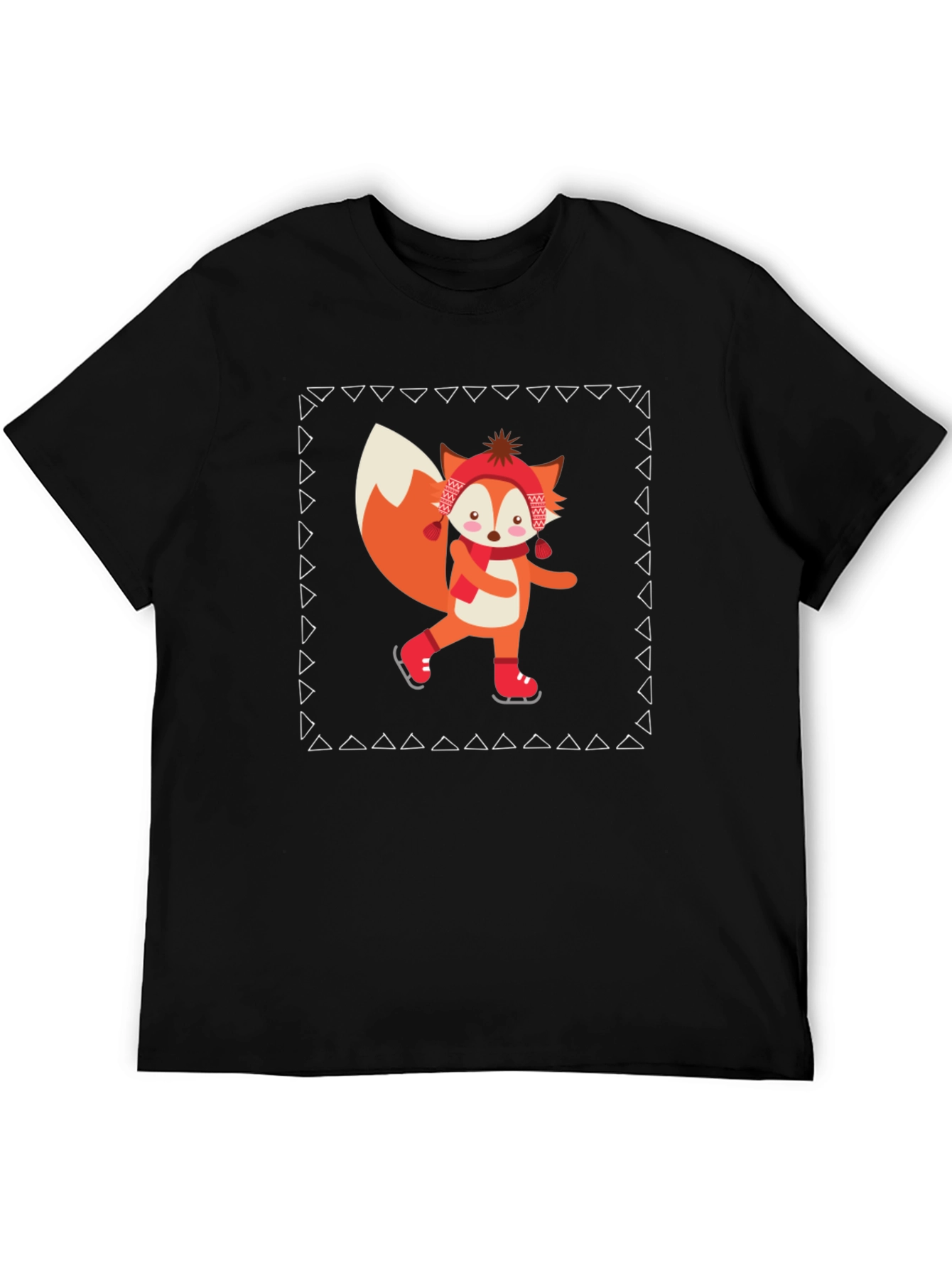 Black Fox on Ice T-Shirt - Fun Winter Style view 5