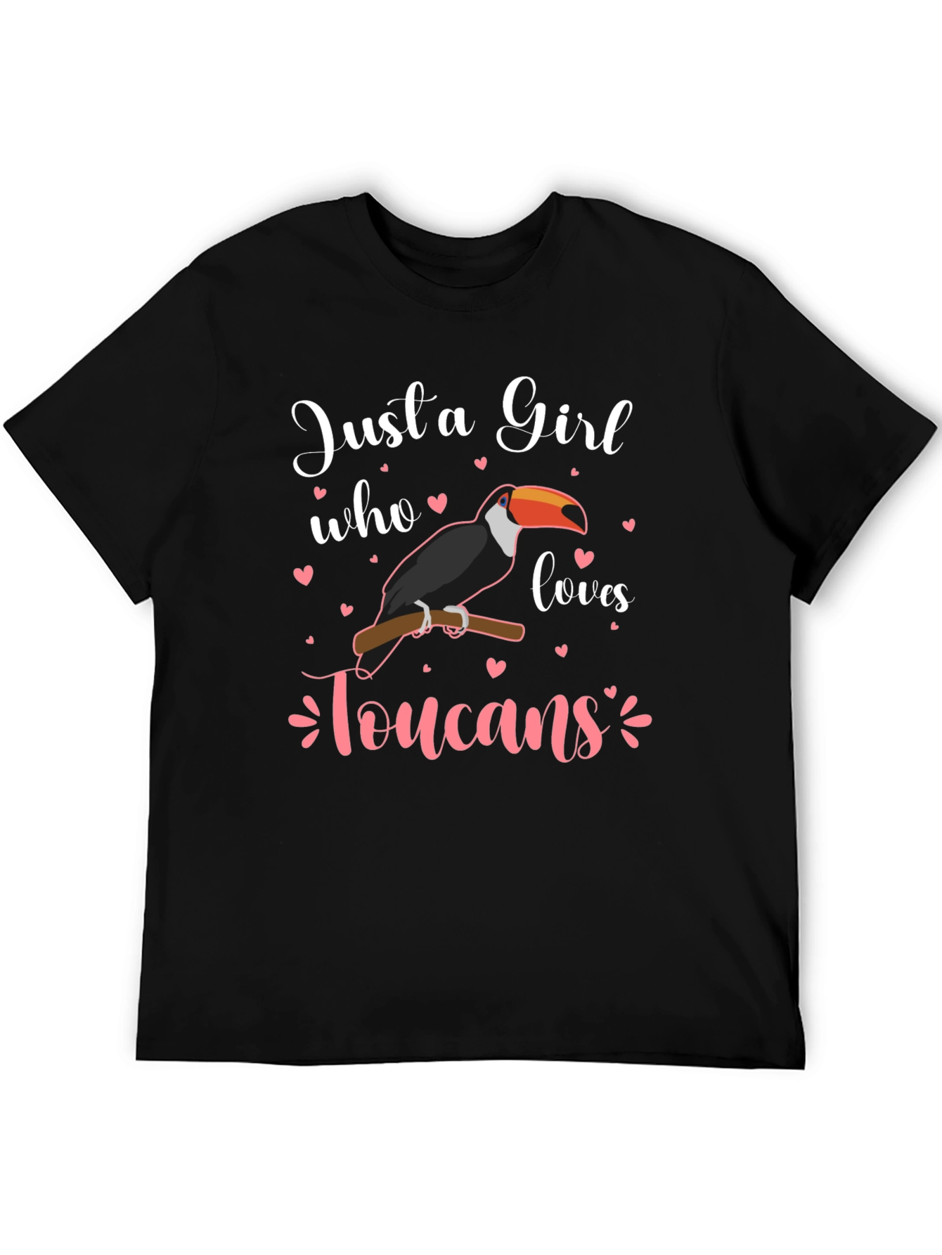 Black Just a Girl Who Loves Toucans T-Shirt view 5