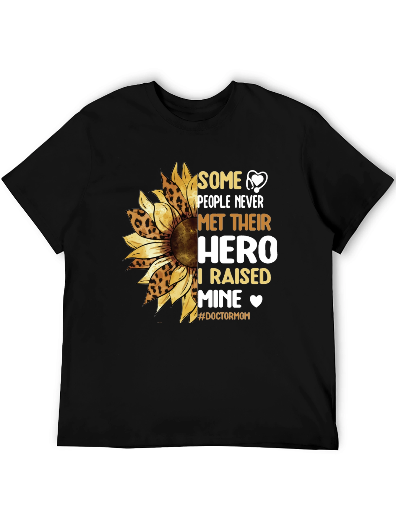 Black Doctor Mom Sunflower Graphic T-Shirt view 5