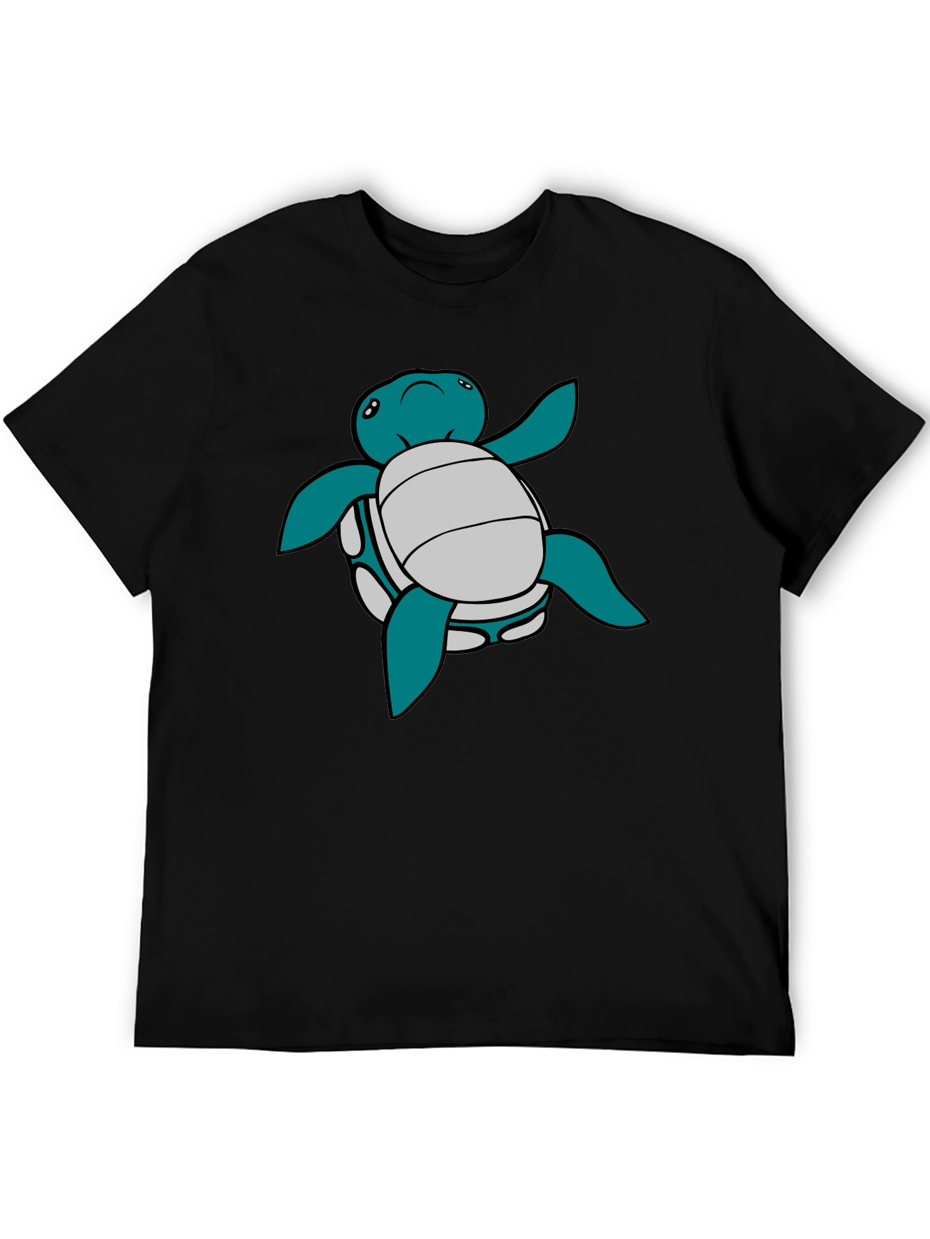 Black Cartoon Turtle Graphic Tee - Black T-Shirt view 5