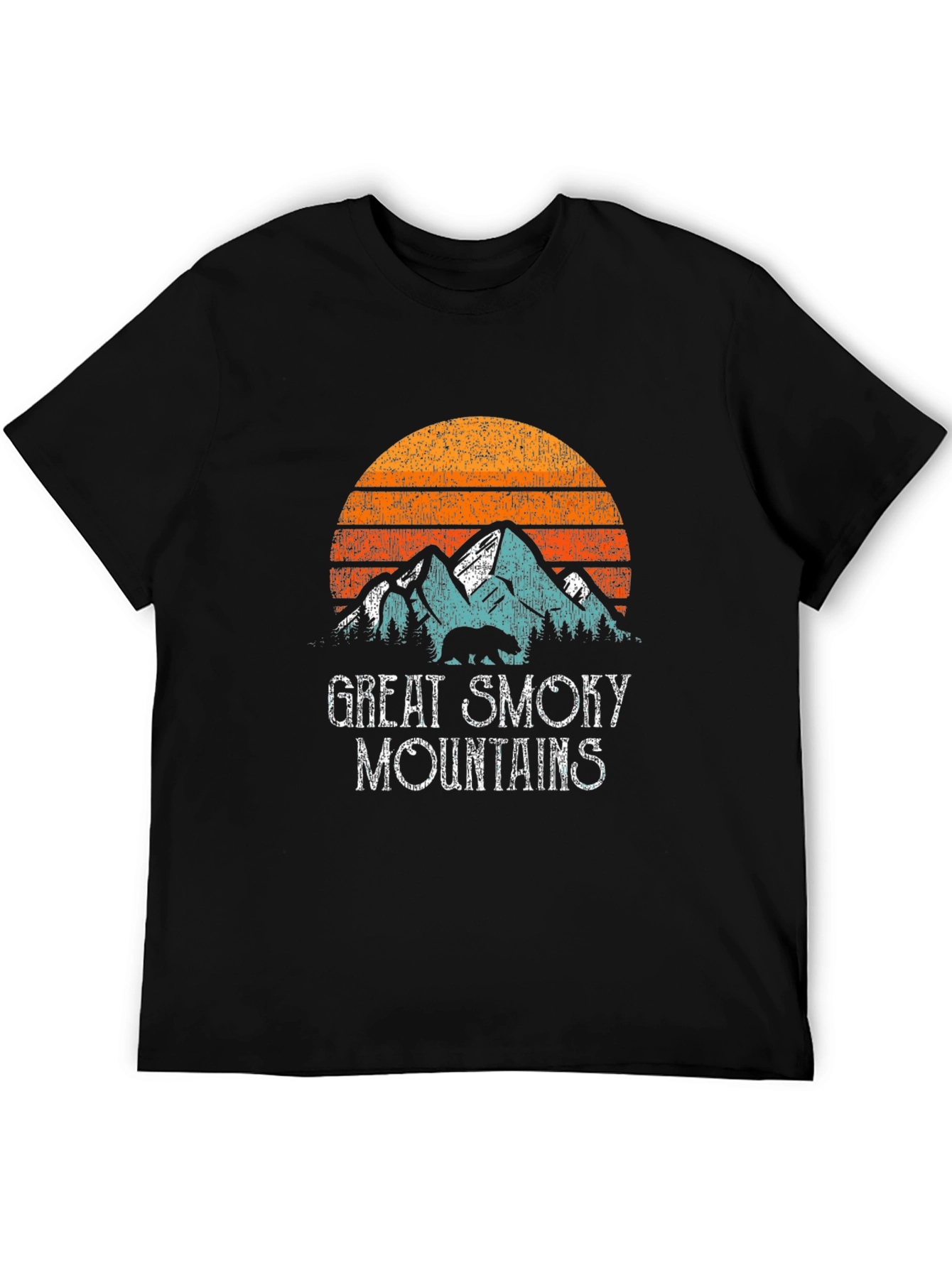 Black Great Smoky Mountains Retro Graphic T-Shirt view 5