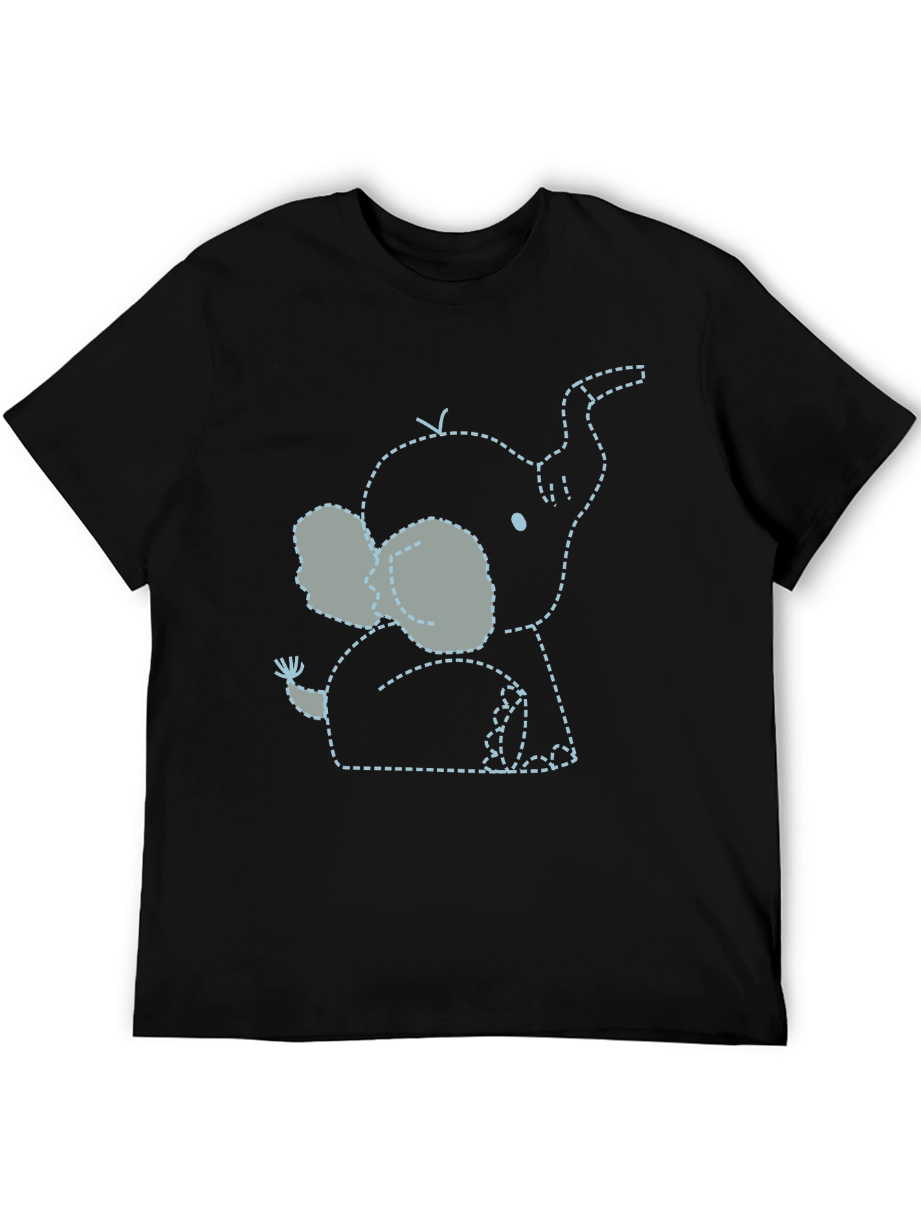 Black Cute Elephant Outline Tee - Black Soft Cotton view 5