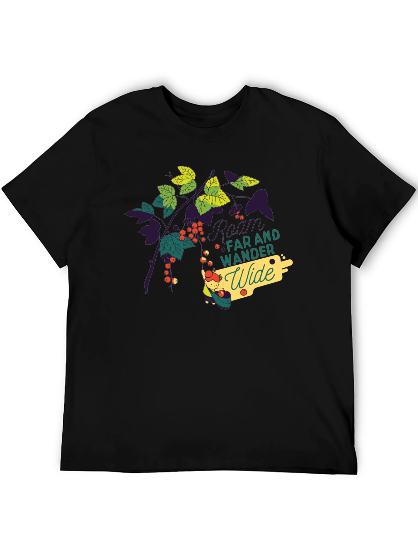 Black Nature-Inspired Black Graphic Tee view 5