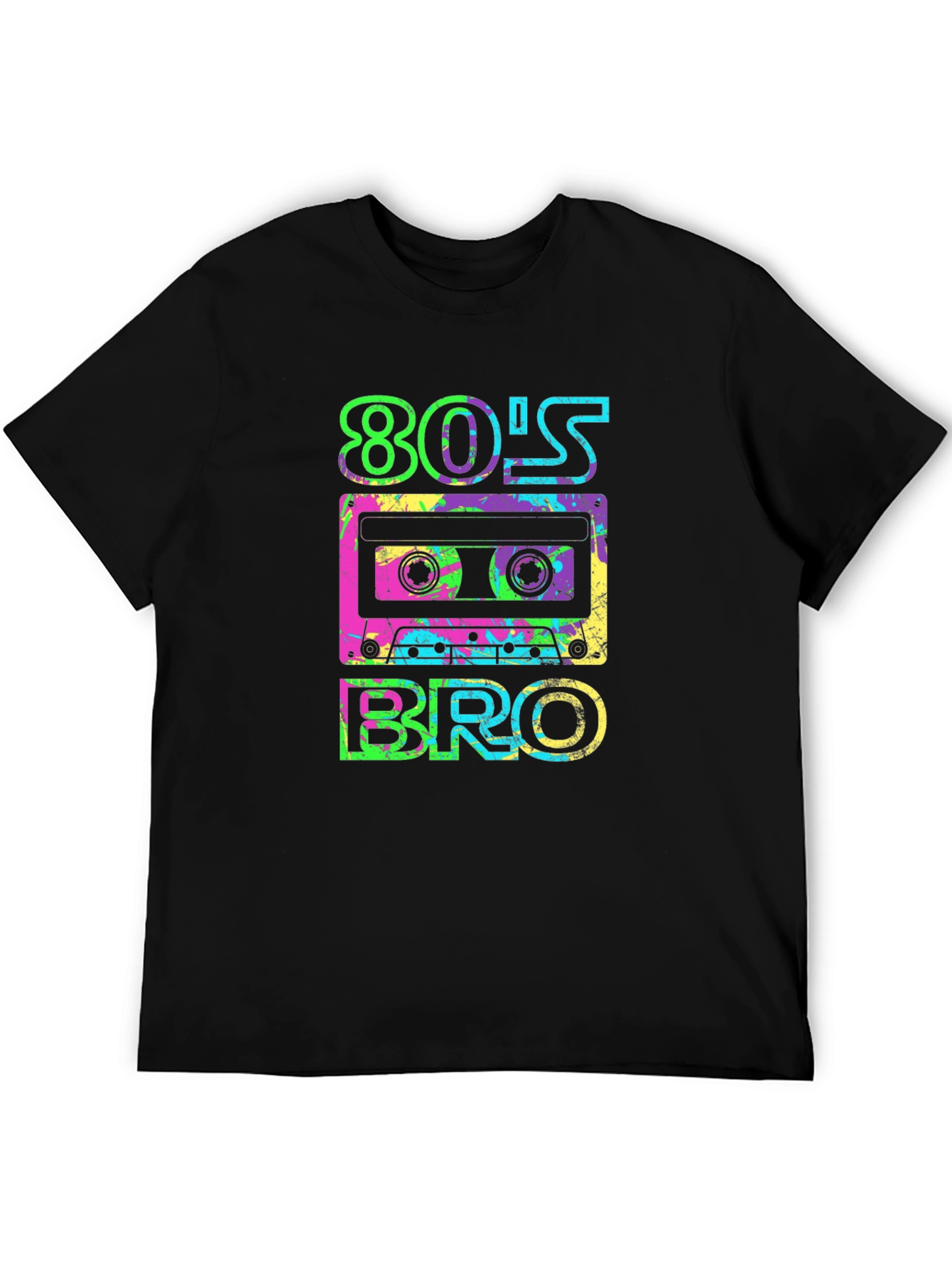 Black Retro 80's Bro T-Shirt - Cassette Design view 5