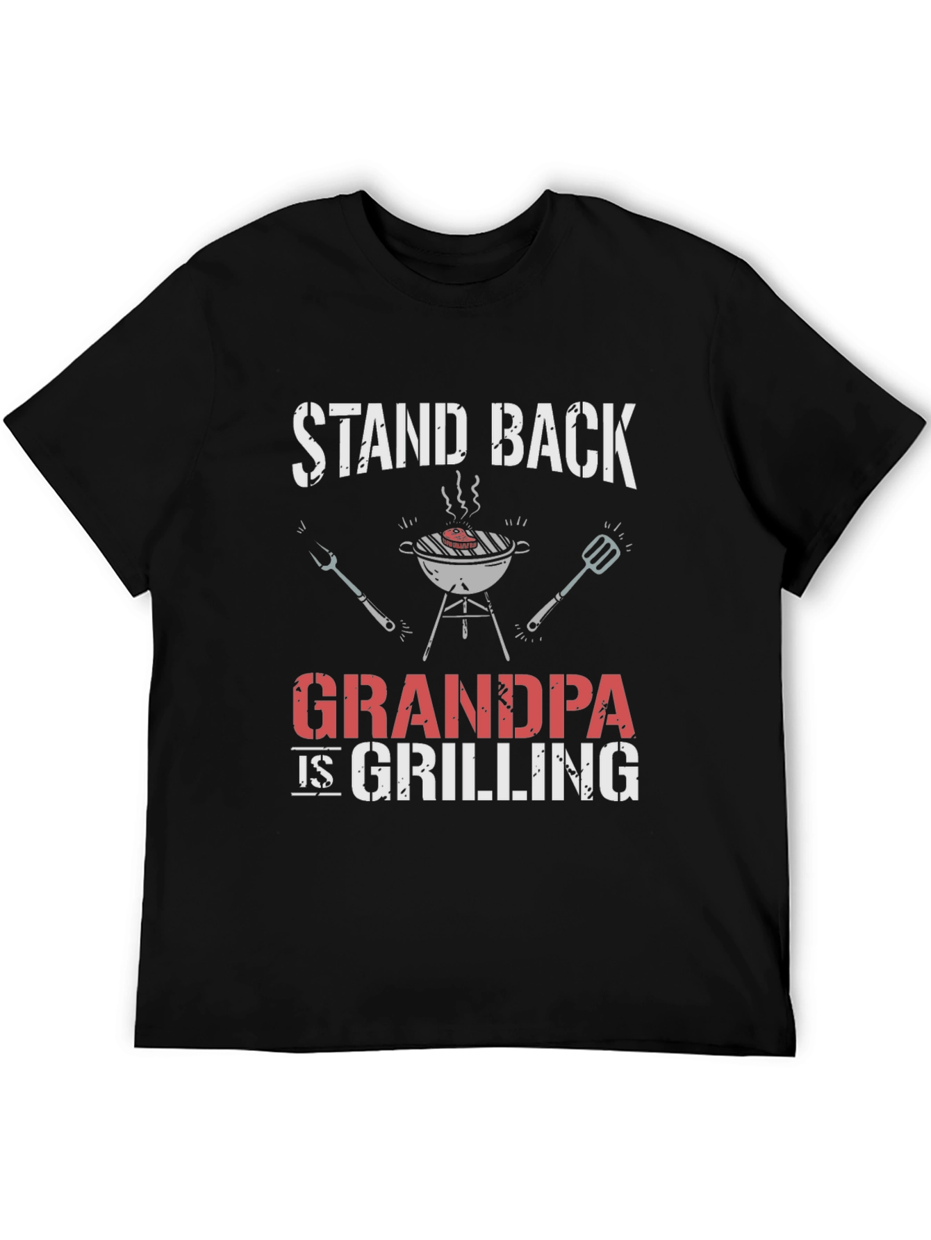 Black Stand Back Grandpa is Grilling T-Shirt view 5