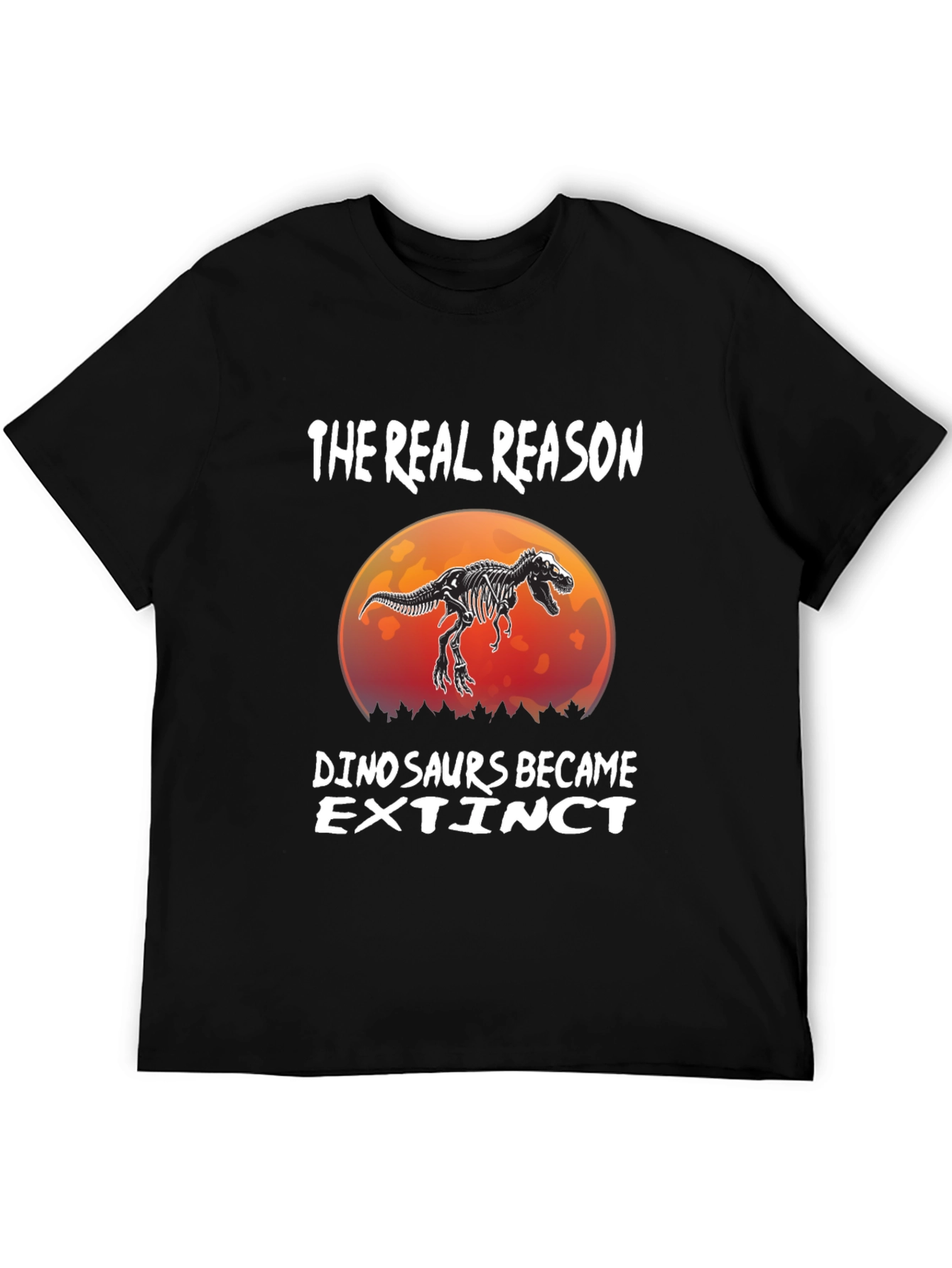 Black Dinosaur Extinction Funny T-Shirt view 5