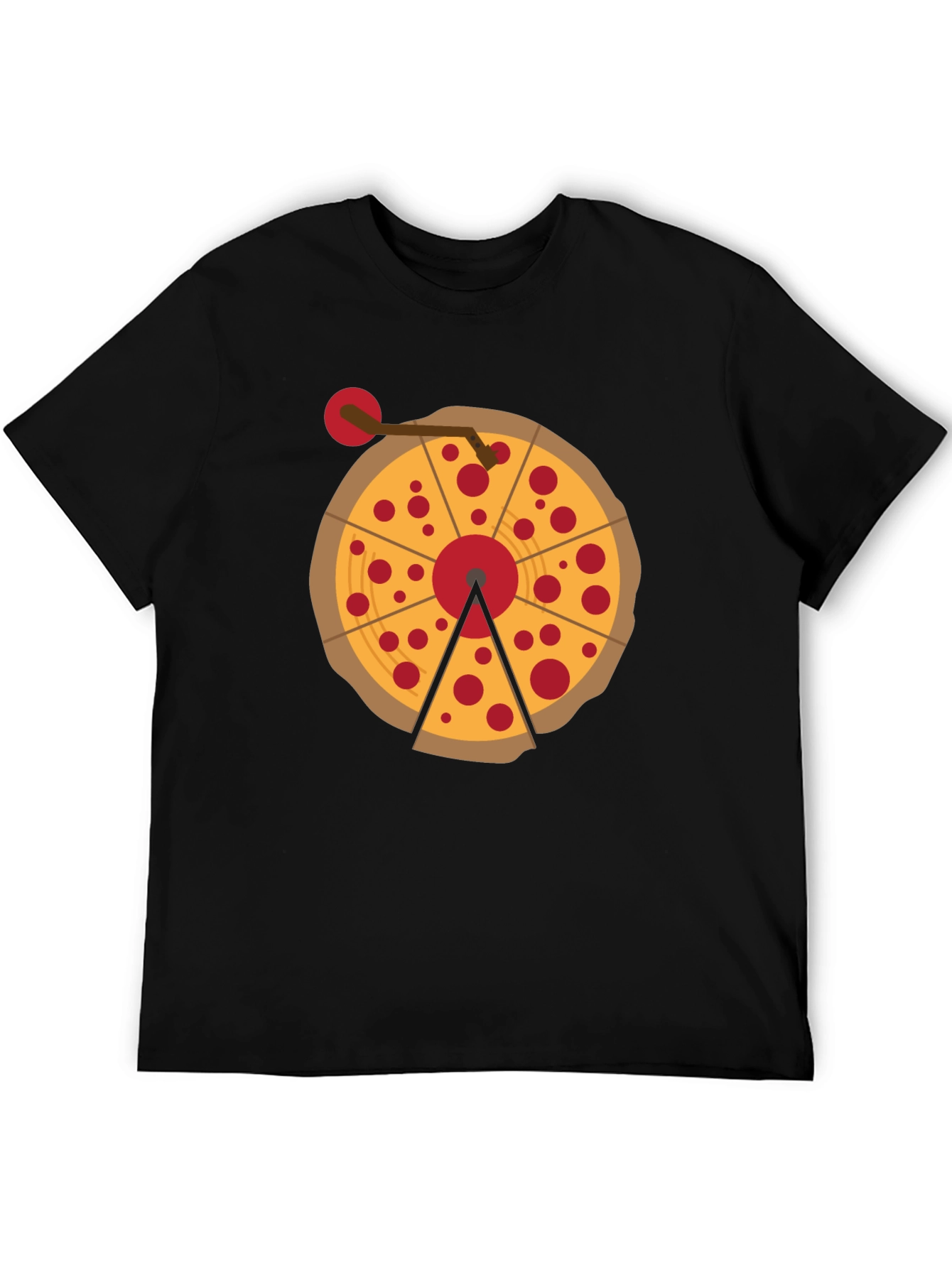 Black Pizza Turntable Graphic Tee - DJ Foodie T-Shirt view 5