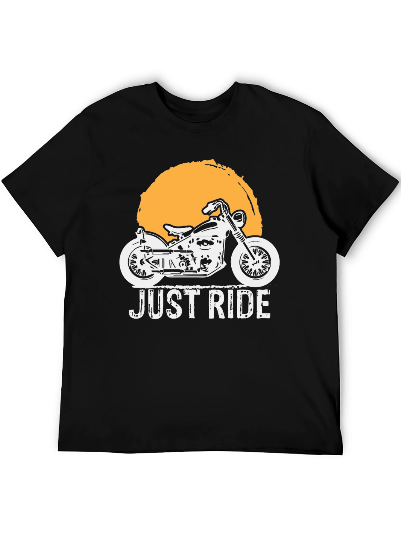 Black Just Ride Motorcycle Graphic T-Shirt view 5