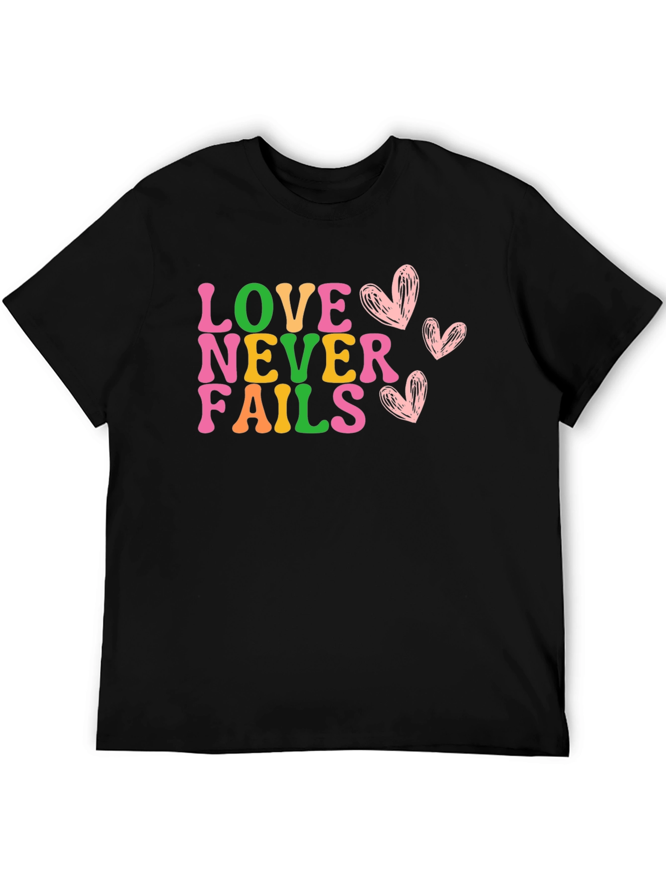 Black Love Never Fails Graphic Tee - Trendy Valentine's Shirt view 5