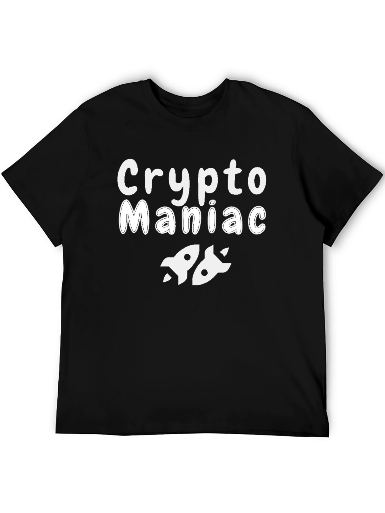 Black Crypto Maniac T-Shirt - Rocket Design view 5