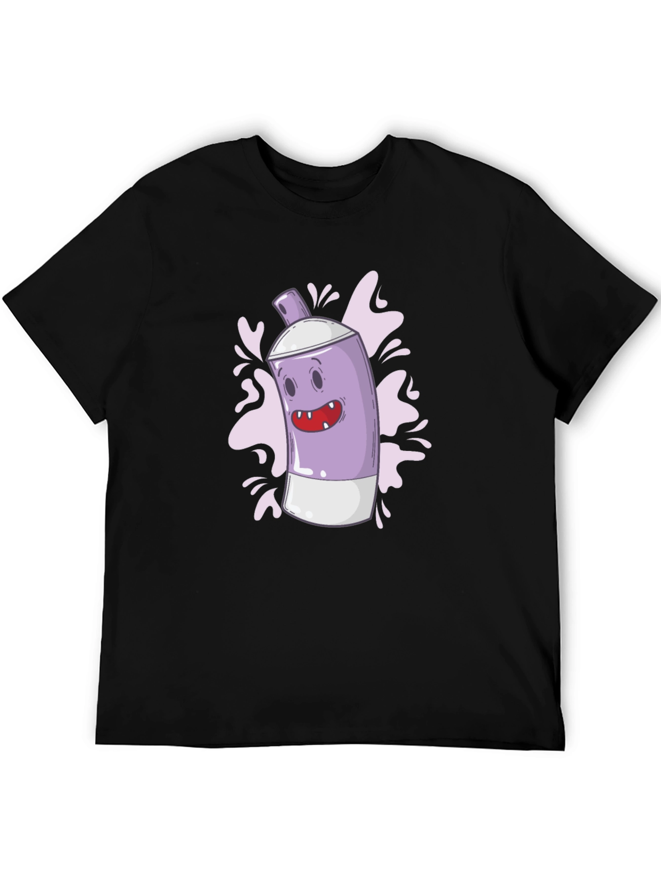 Black Funky Spray Can Graphic Tee - Cool Cartoon Design view 5