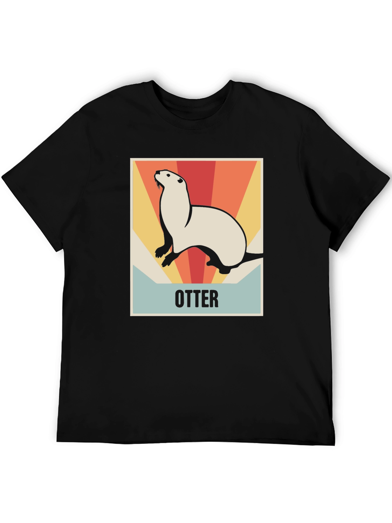 Black Retro Otter Graphic Tee - Soft Cotton Blend view 5