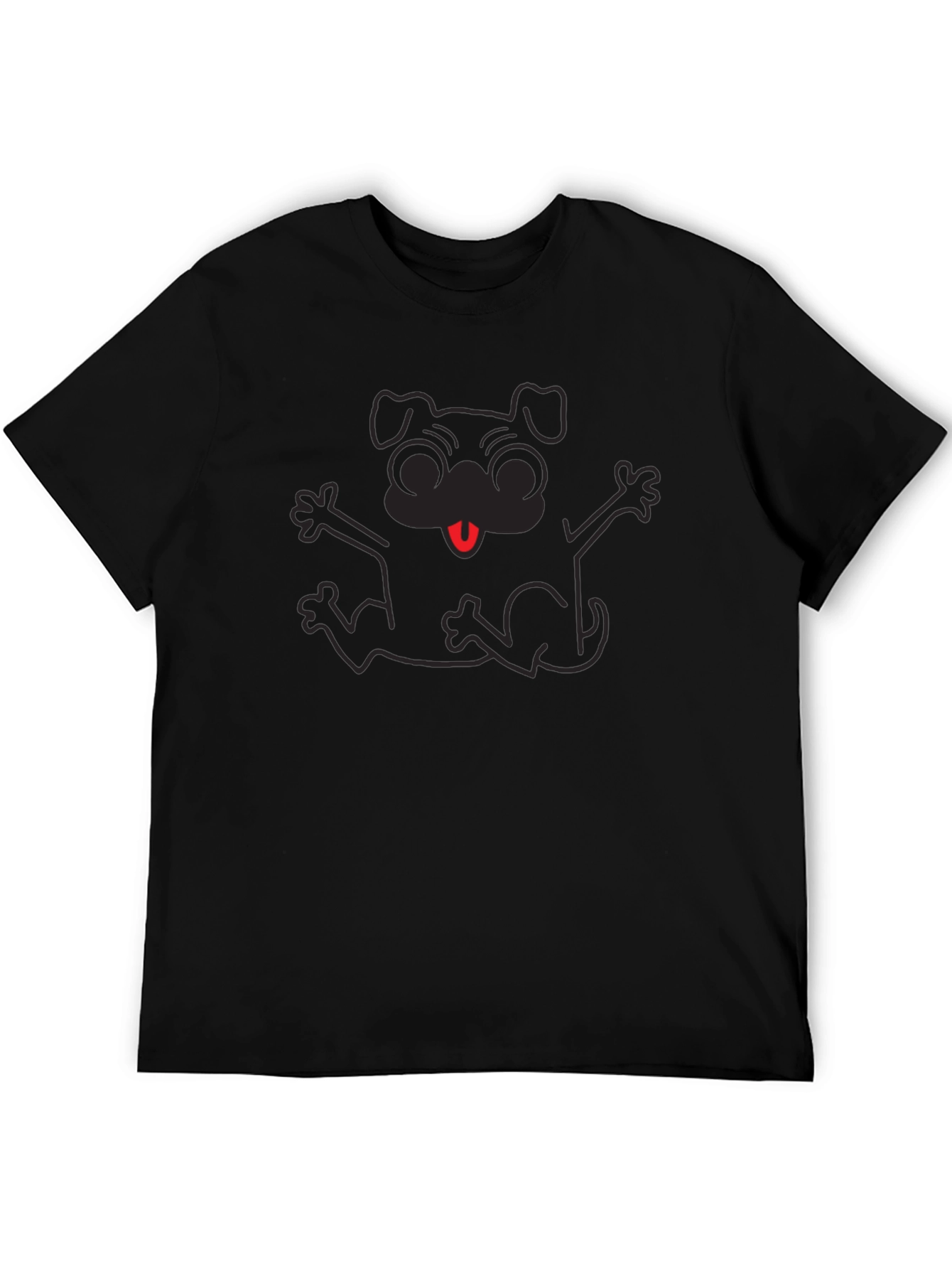 Black Funny Pug Dog Graphic T-Shirt - Black view 5