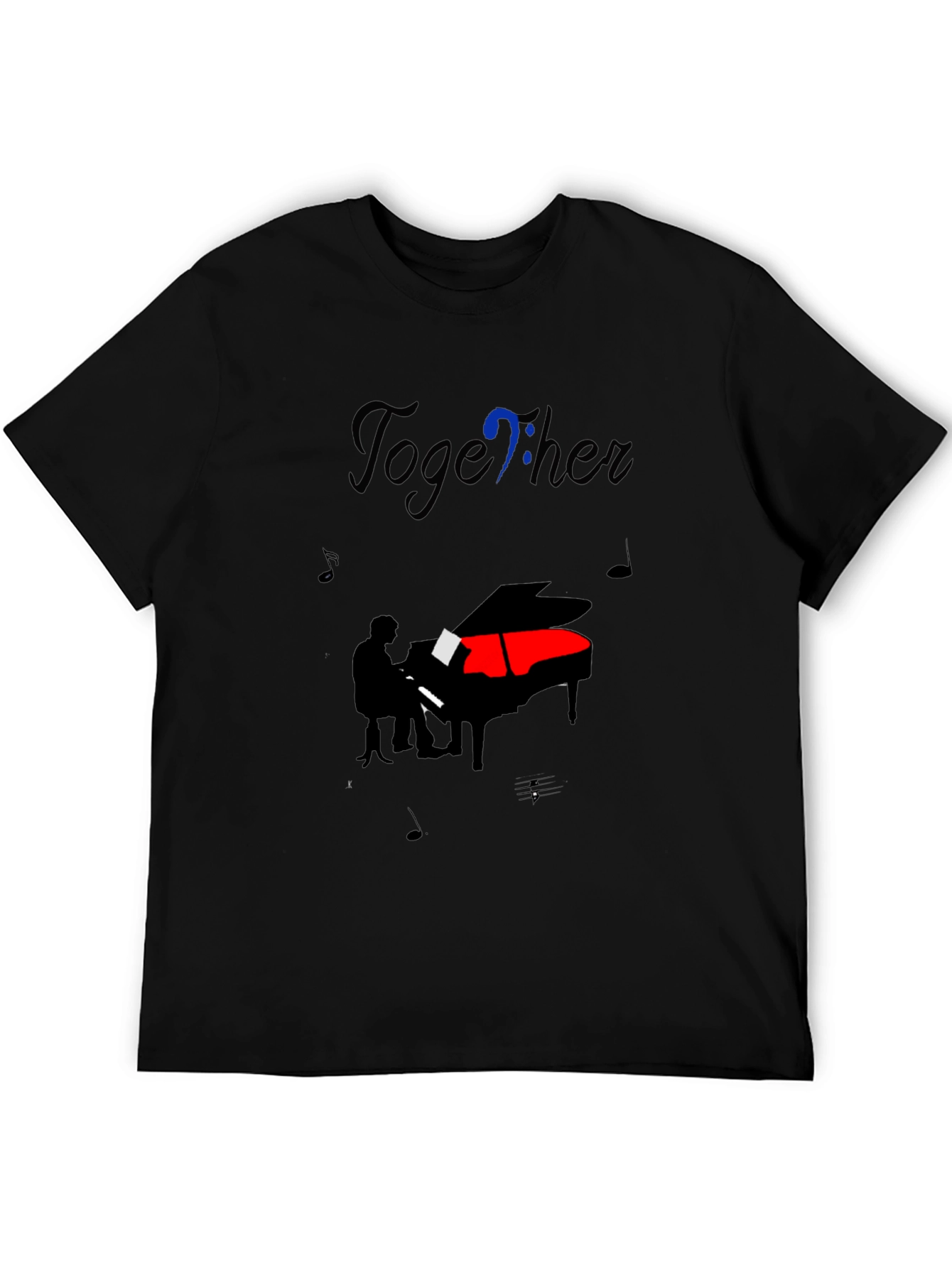 Black Musical Harmony Tee: Piano & Together Design view 5