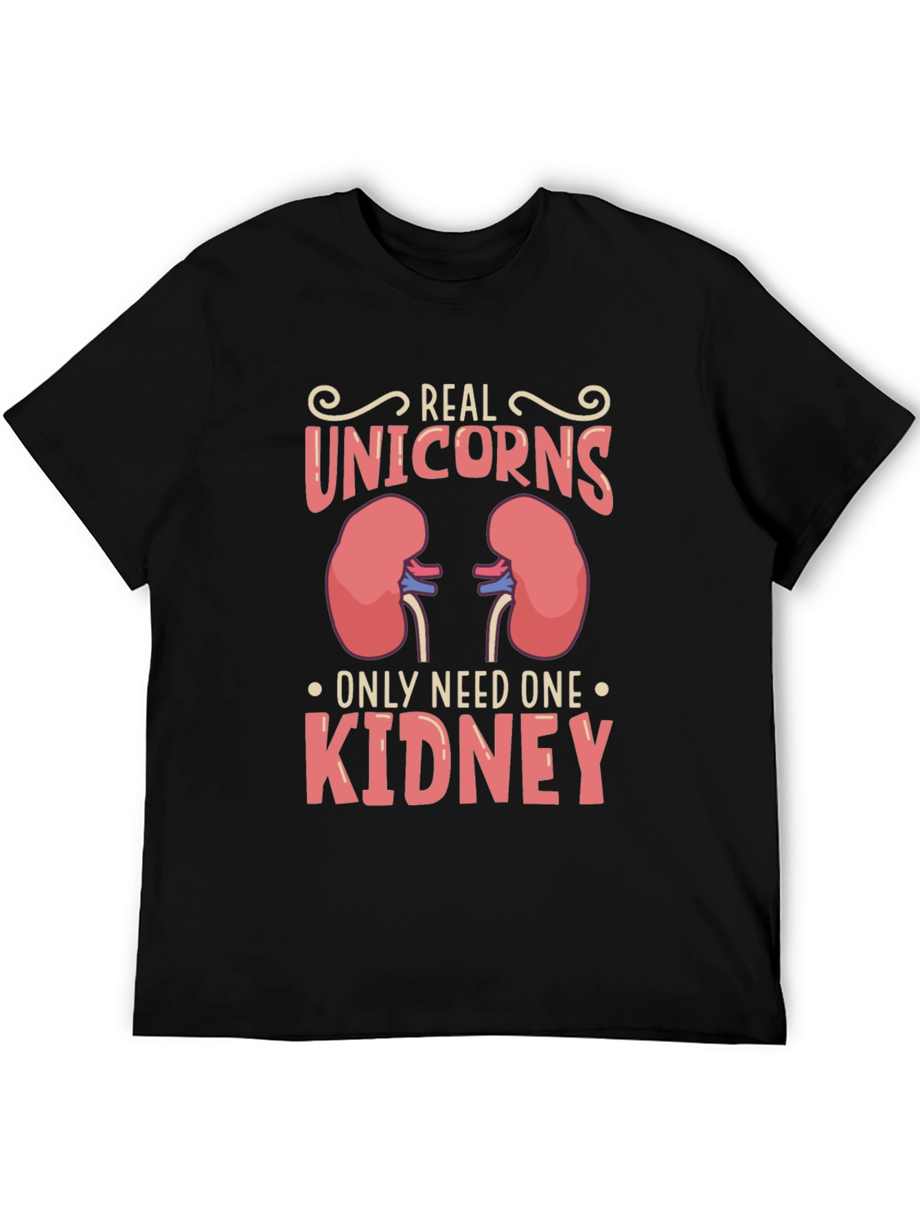 Black Real Unicorns Only Need One Kidney Graphic Tee view 5