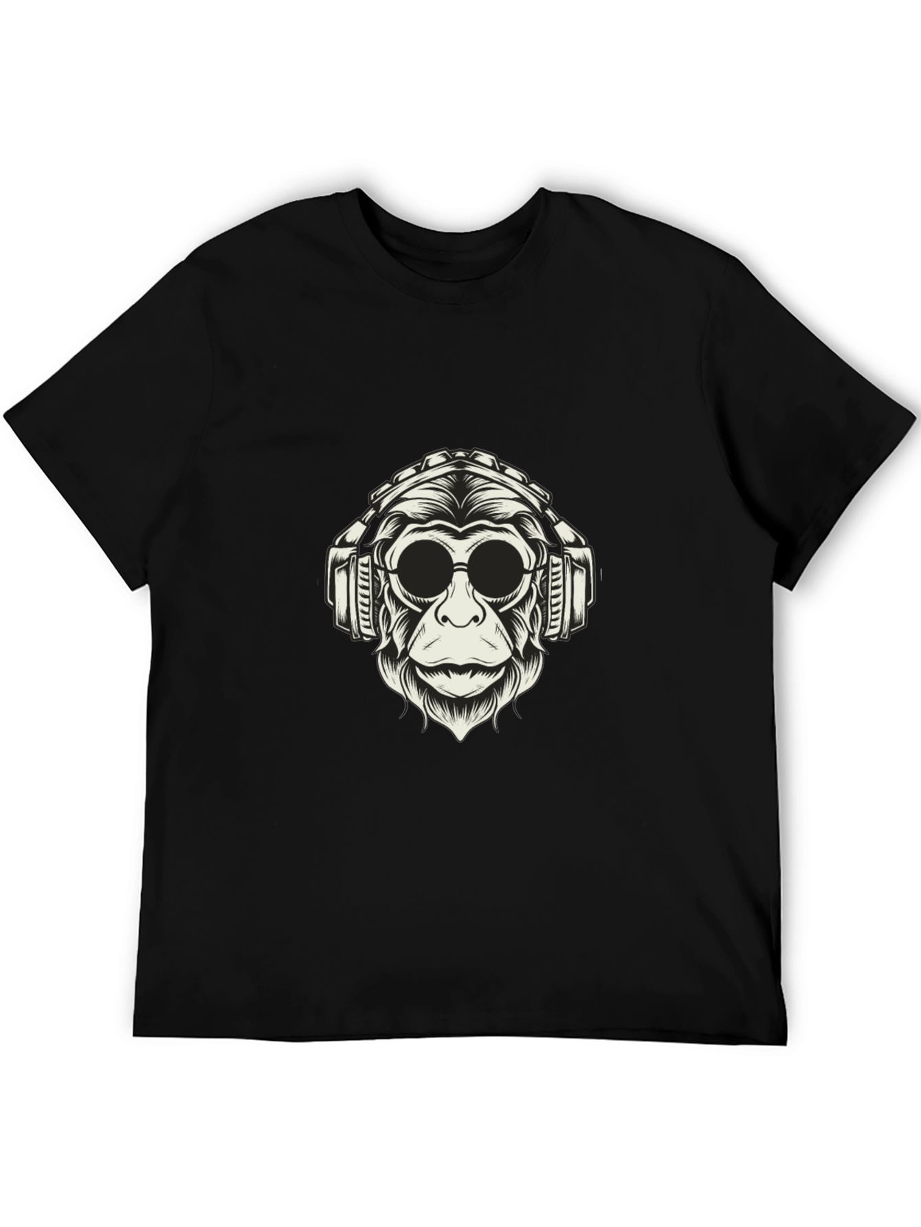 Black Cool Monkey Graphic Tee - Black Cotton Shirt view 5