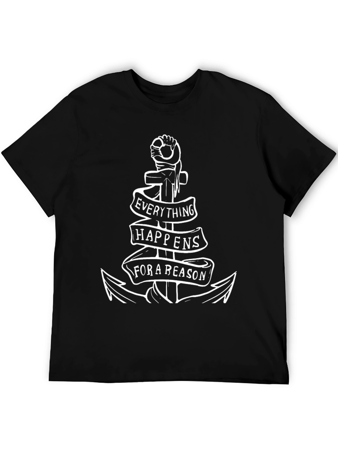 Black Everything Happens for a Reason Anchor T-Shirt view 5