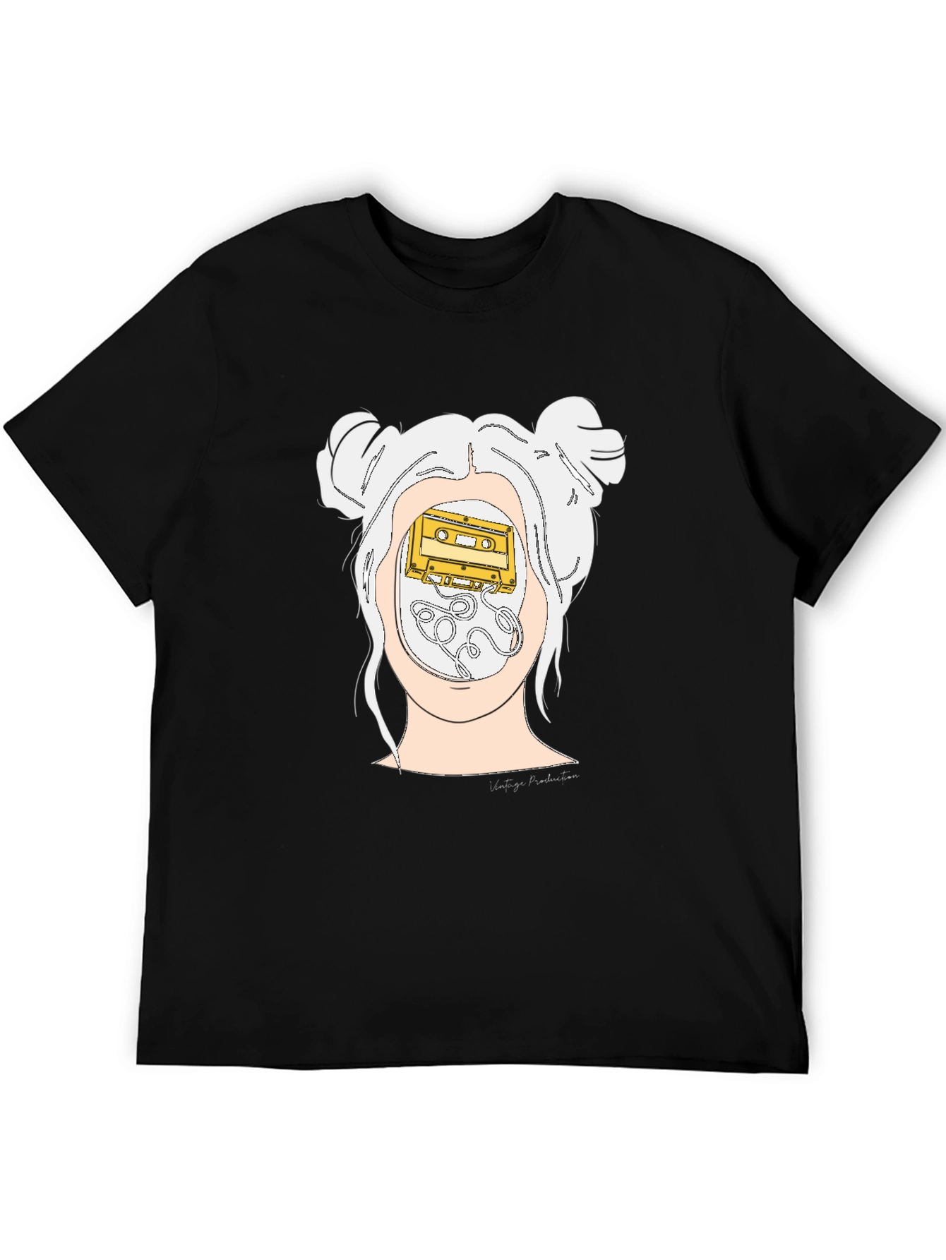 Black Retro Cassette Tape Mind T-Shirt - Unisex Black Tee view 5