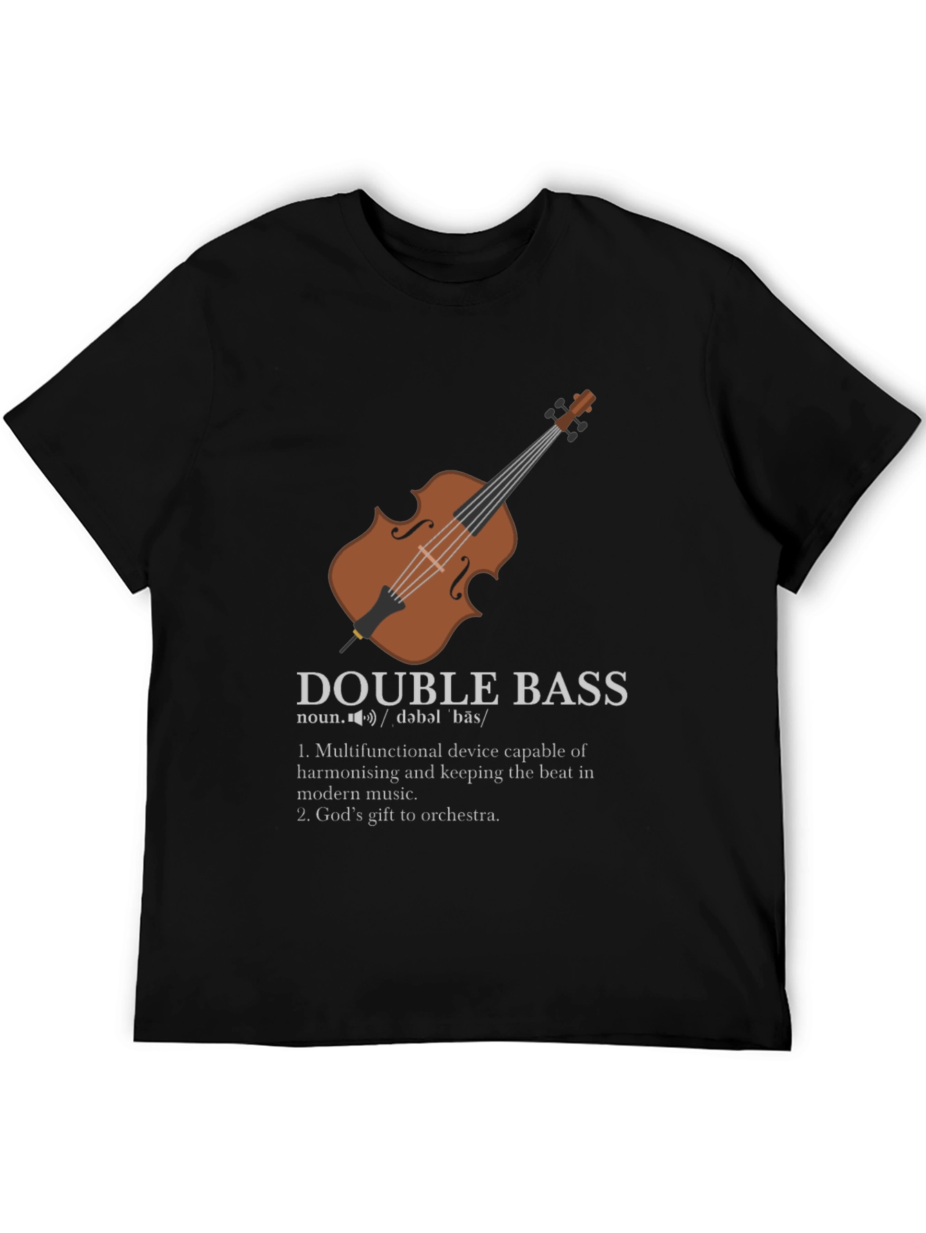 Black Double Bass Definition Graphic T-Shirt view 5