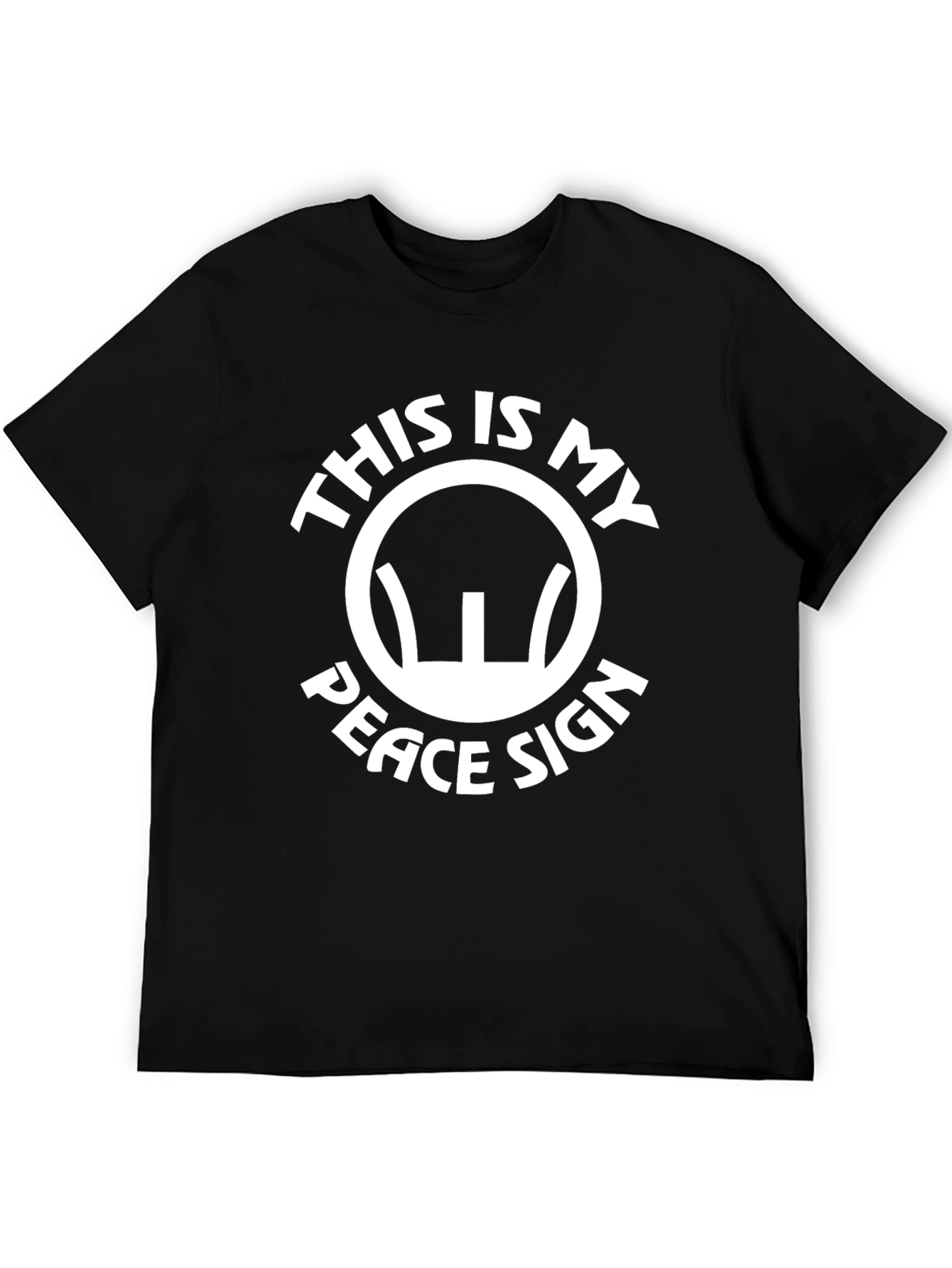 Black This Is My Peace Sign T-Shirt Funny Offensive Graphic Tee view 5