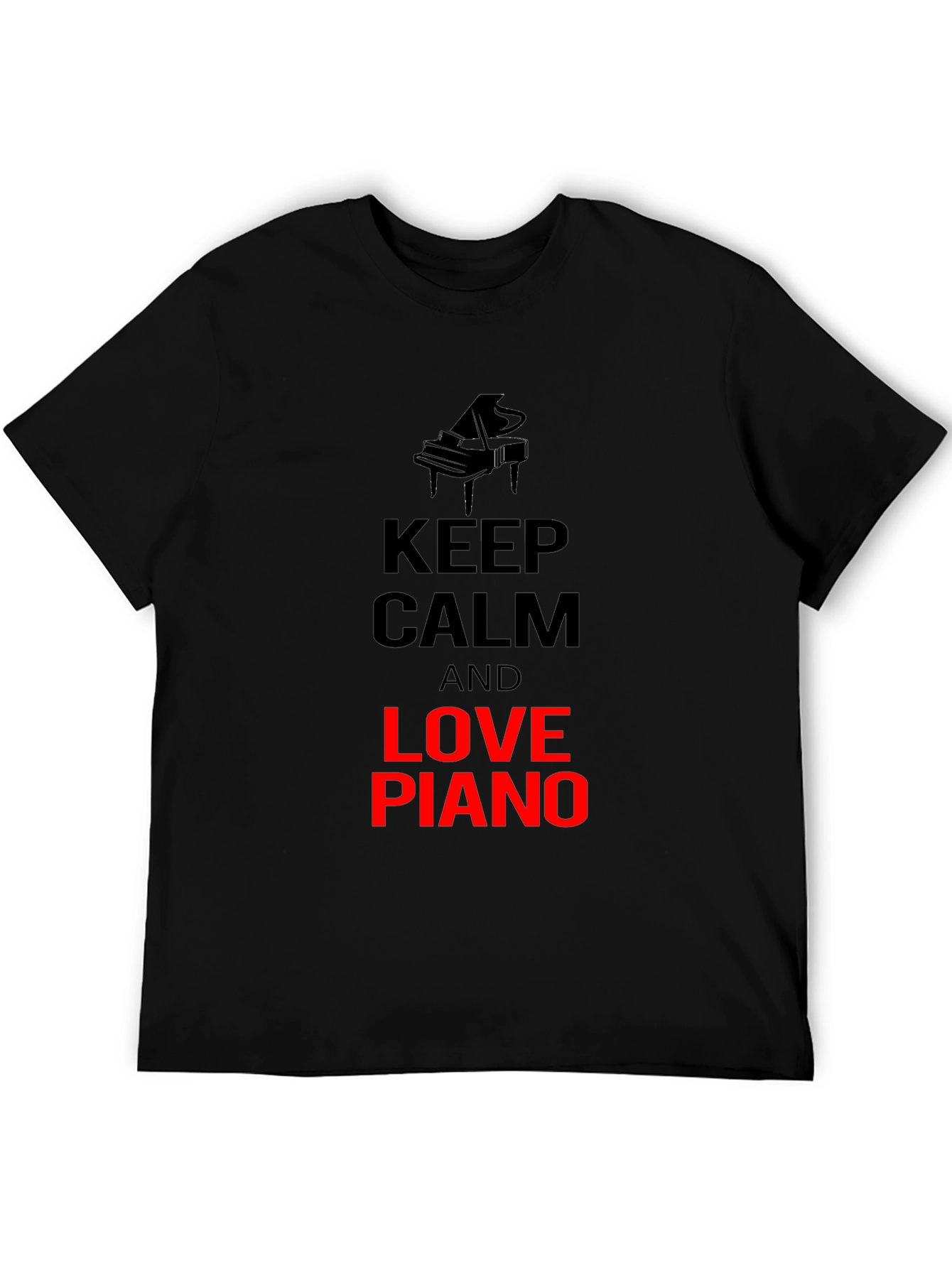 Black Keep Calm and Love Piano T-Shirt view 5