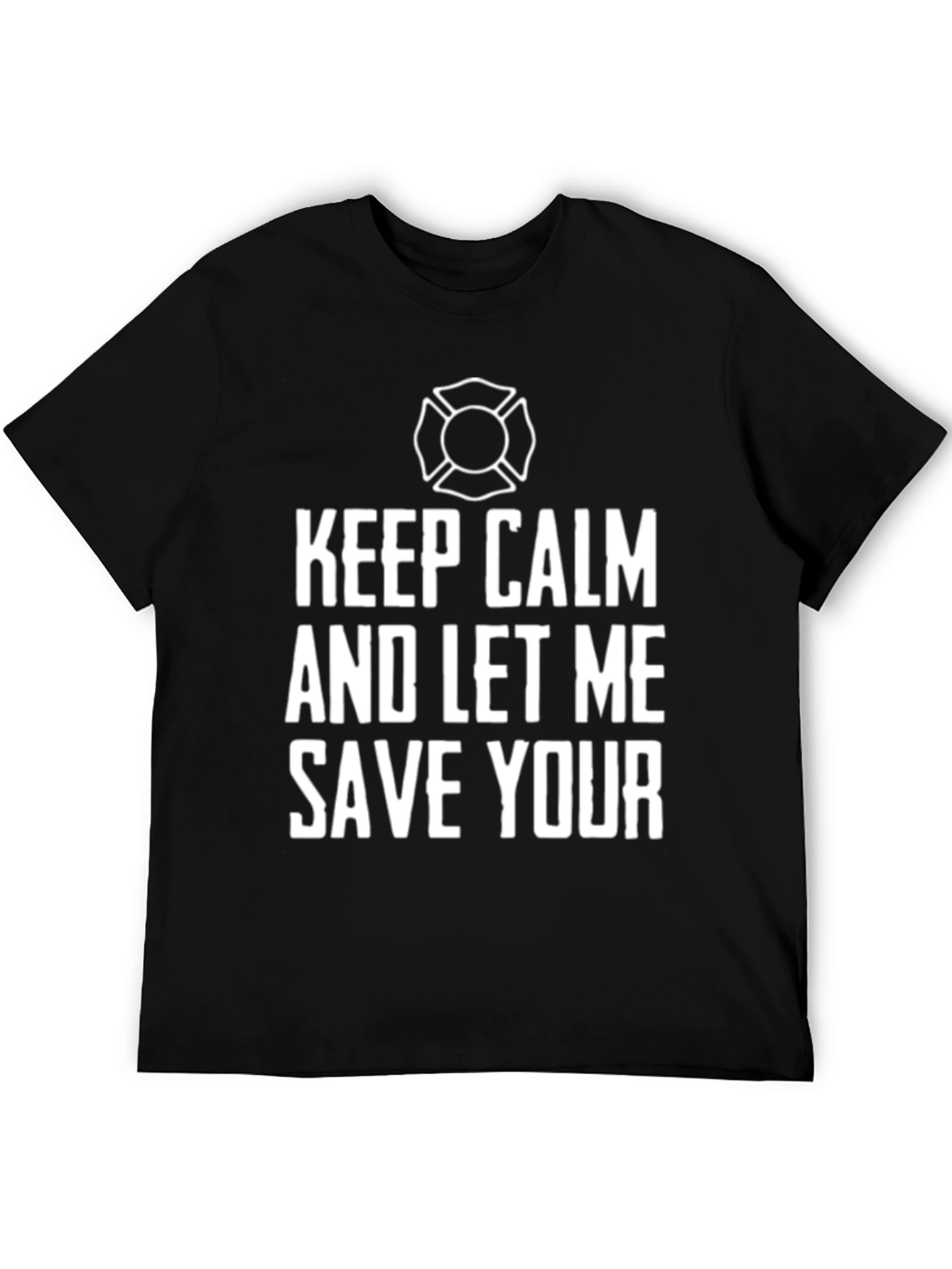 Black Keep Calm Firefighter Graphic T-Shirt view 5