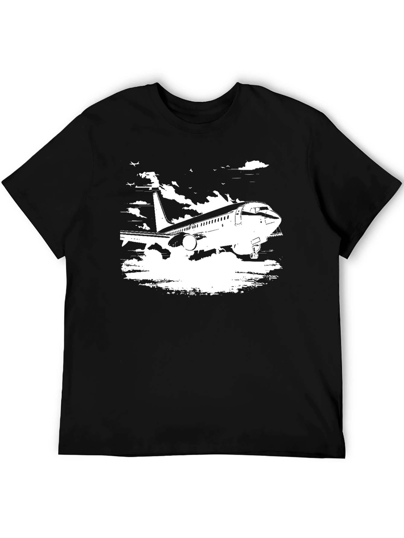Black Airplane Graphic Tee - Black Cotton Blend view 5