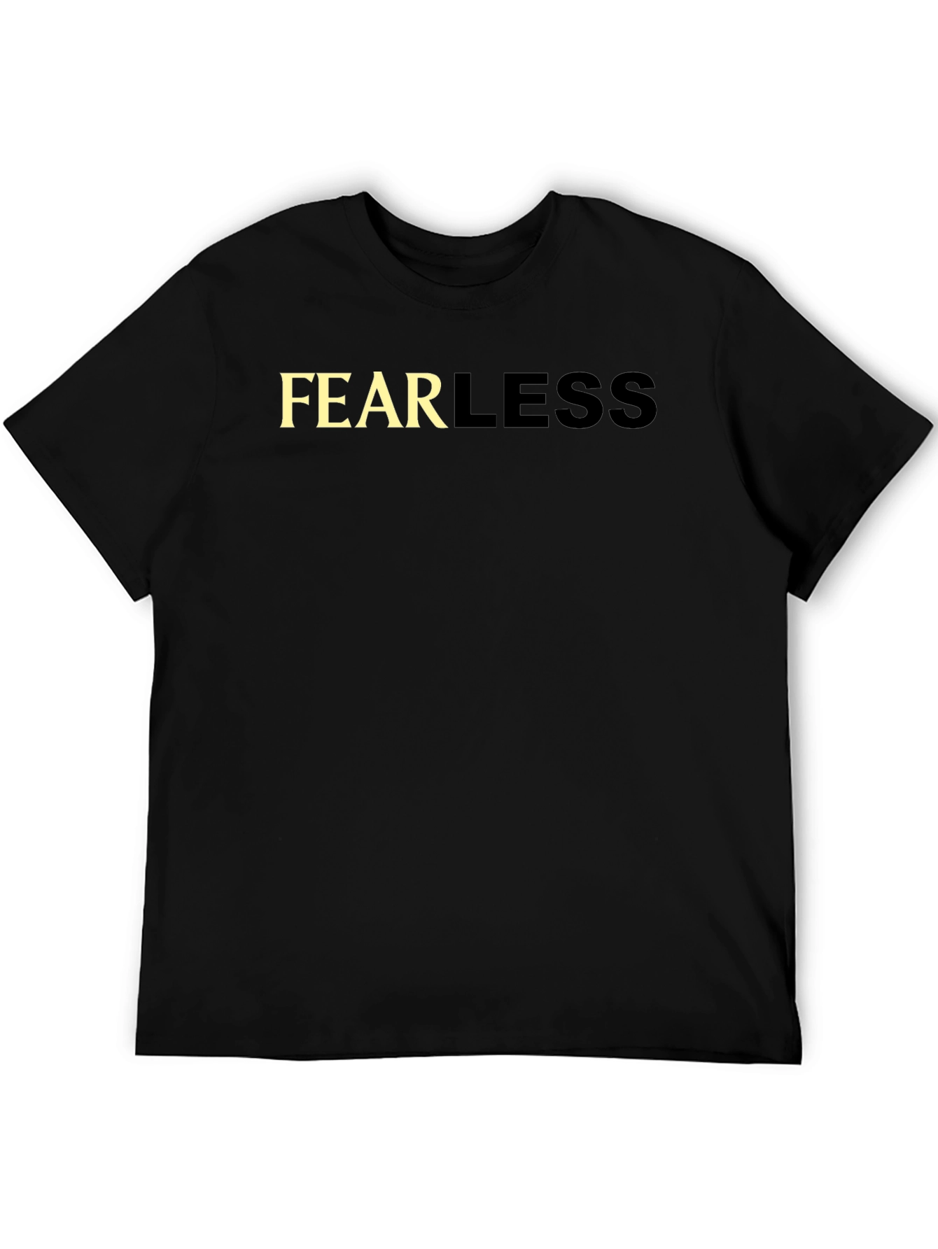 Black Fearless Graphic Tee - Black Cotton Casual T-Shirt view 5