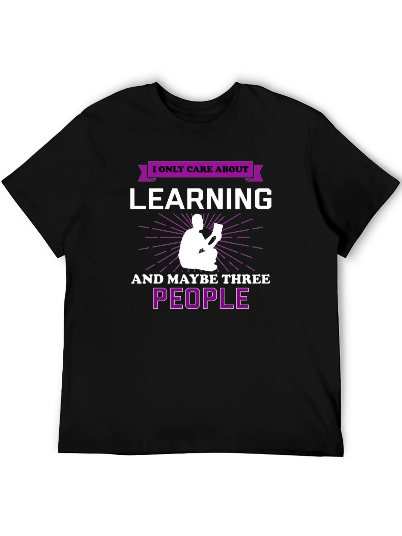 Black I Only Care About Learning T-Shirt view 5