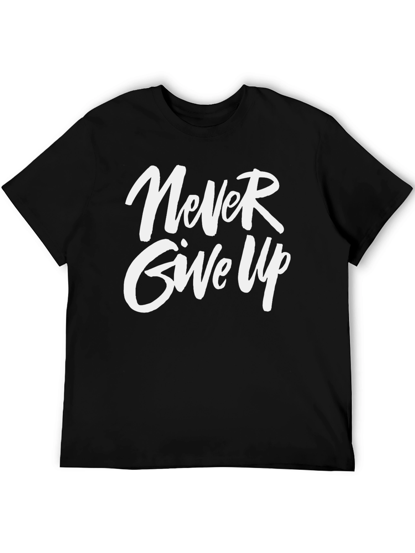 Black Never Give Up Graphic Print Crew Neck T-Shirt view 5