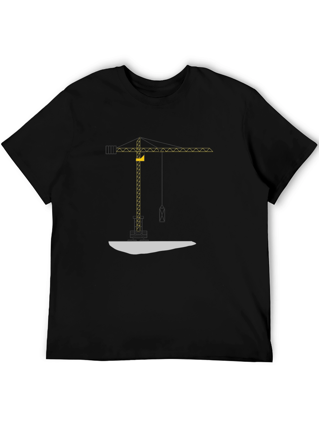Black Construction Crane Graphic Tee - Black Crew Neck view 5