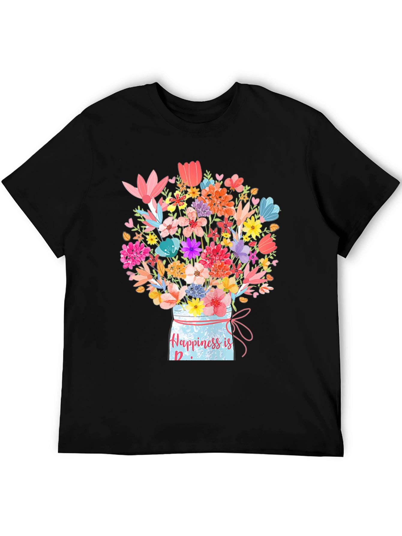 Black Floral Happiness Jar T-Shirt view 5