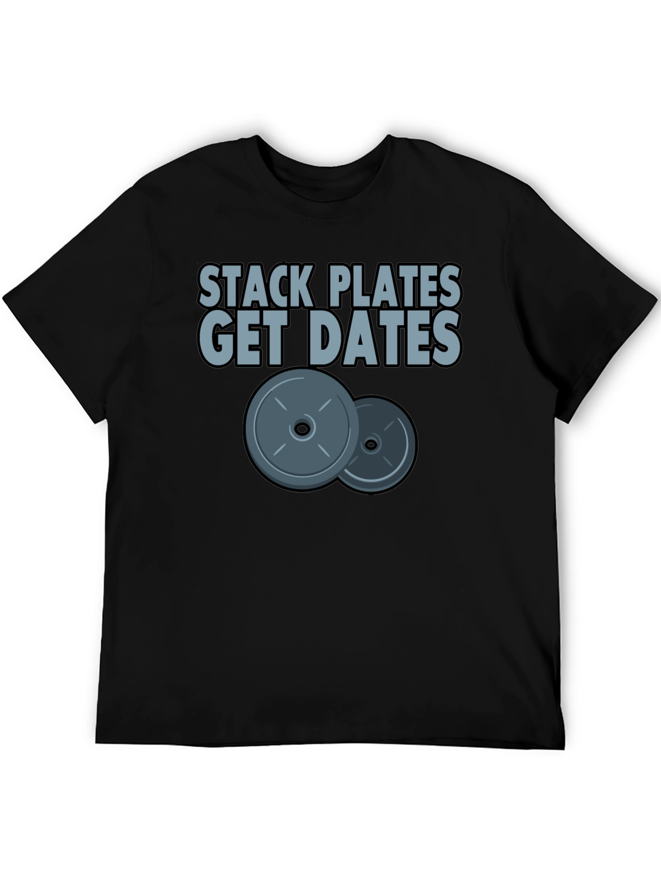 Black Stack Plates Get Dates Black Graphic T-Shirt Gym Workout view 5