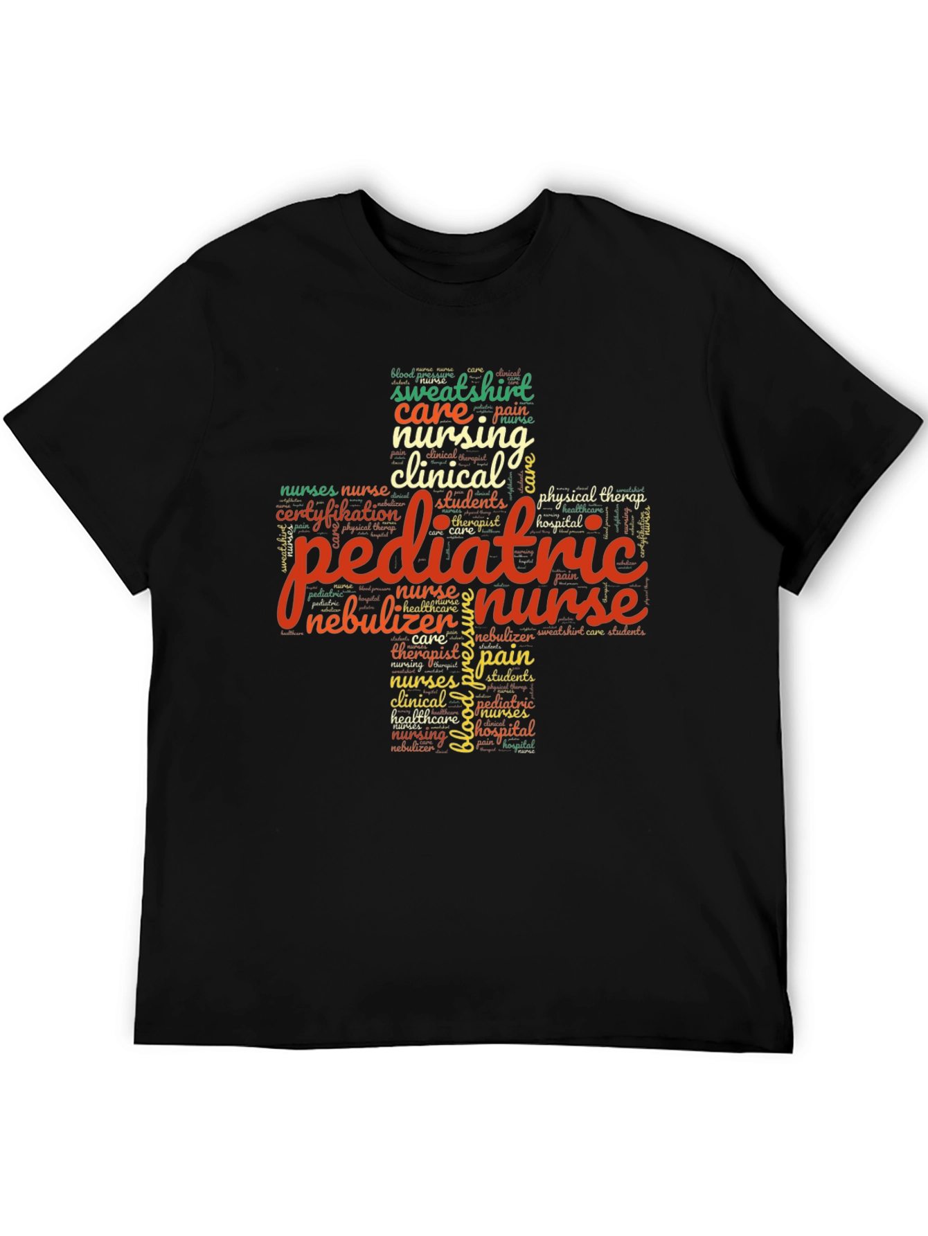 Black Pediatric Nurse Word Art T-Shirt - Unisex view 5