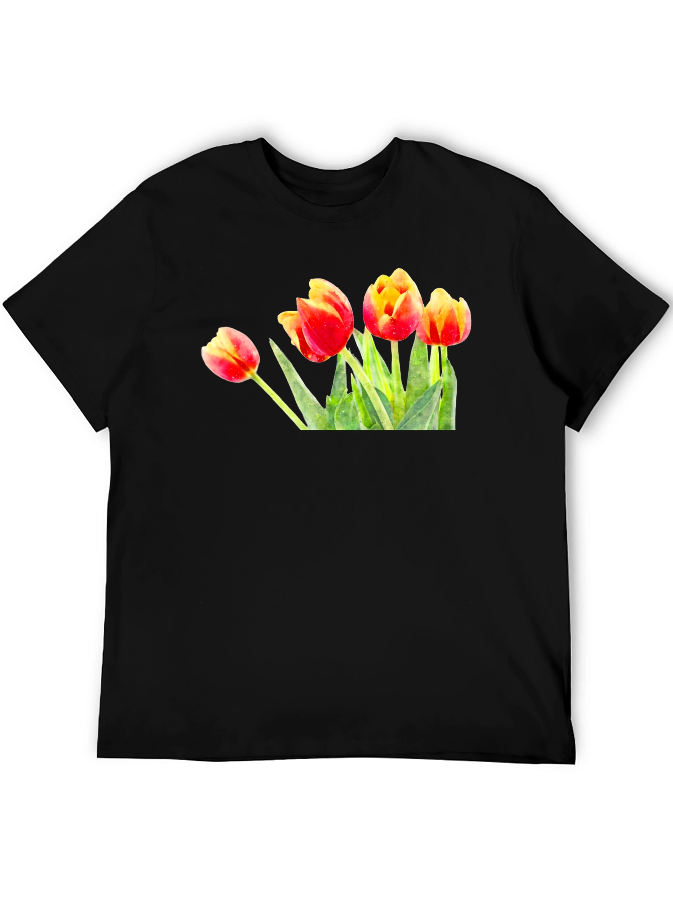 Black Tulip Graphic Print Black T-Shirt view 5