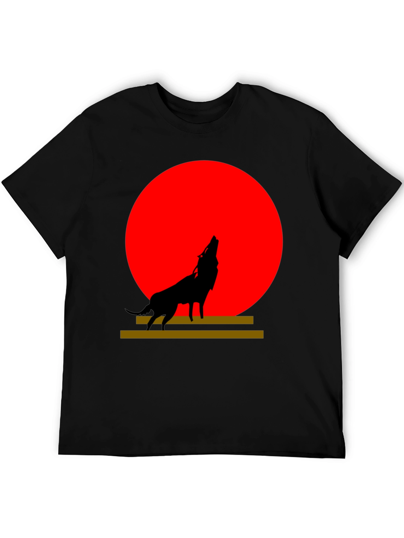 Black Wolf Silhouette Graphic Tee - Red Moon Design view 5