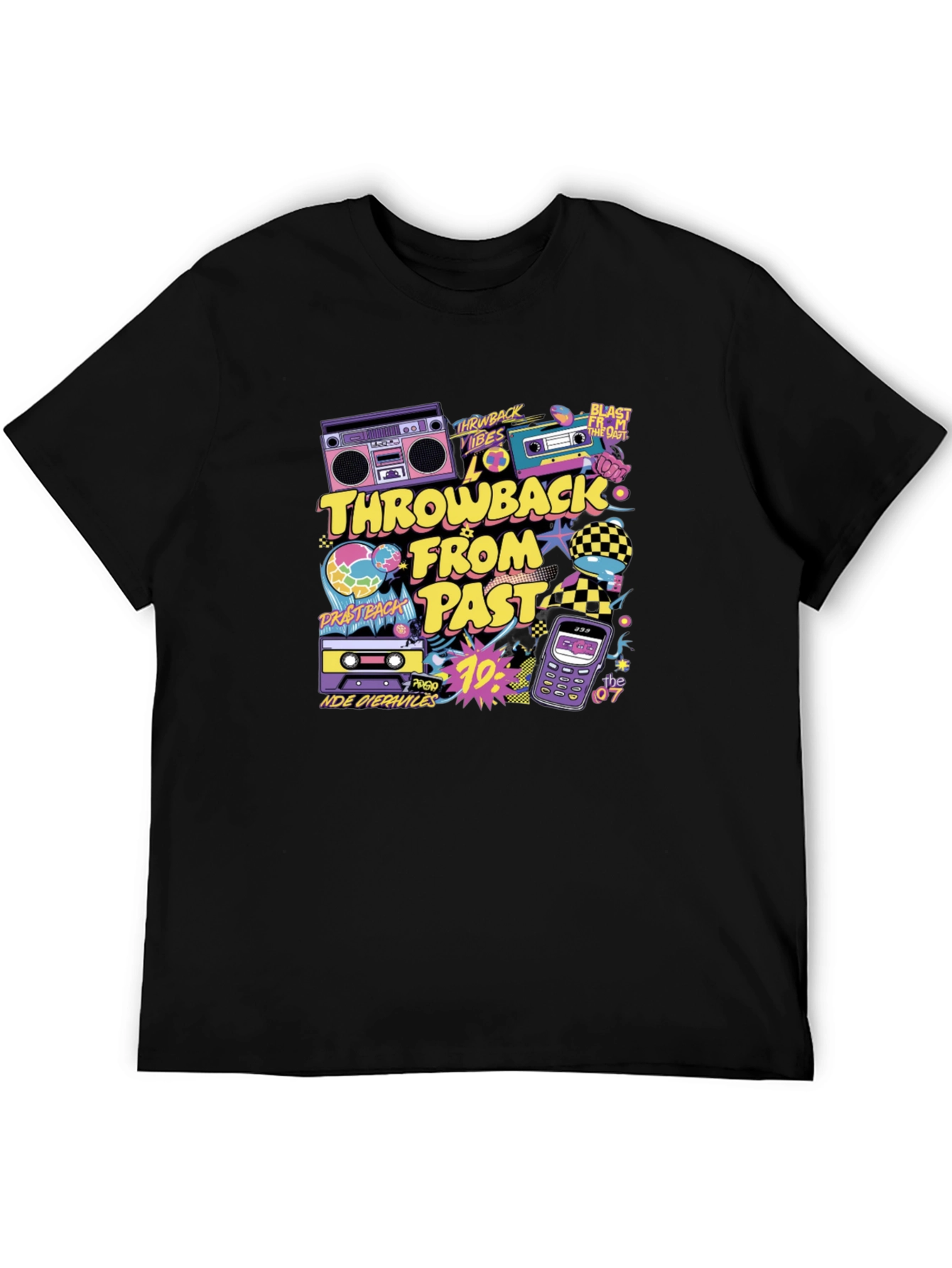 Black Throwback From Past Graphic Tee view 5