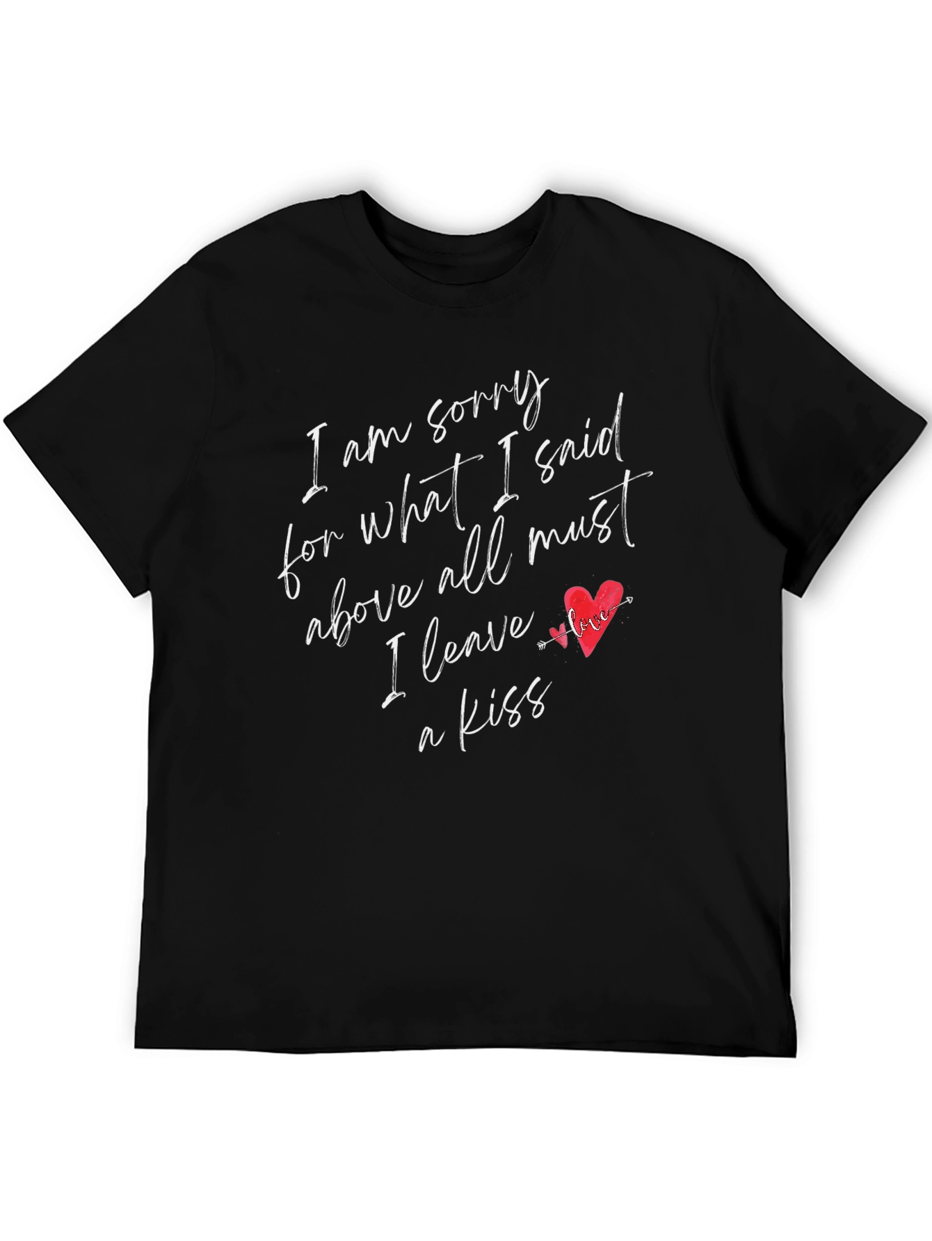 Black Apology Kiss Graphic Tee - Soft Cotton Blend view 5