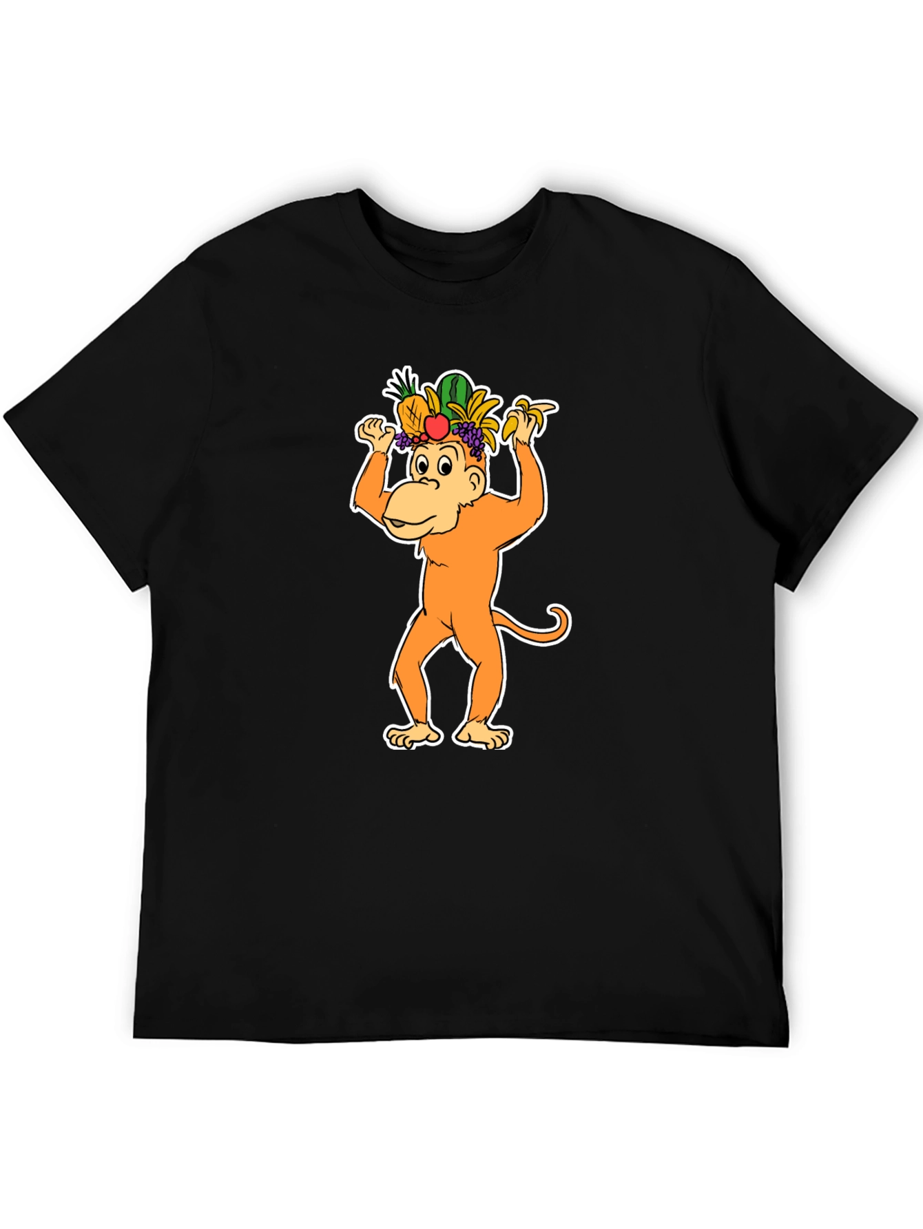 Black Fruit Hat Monkey T-Shirt - Fun Graphic Tee view 5