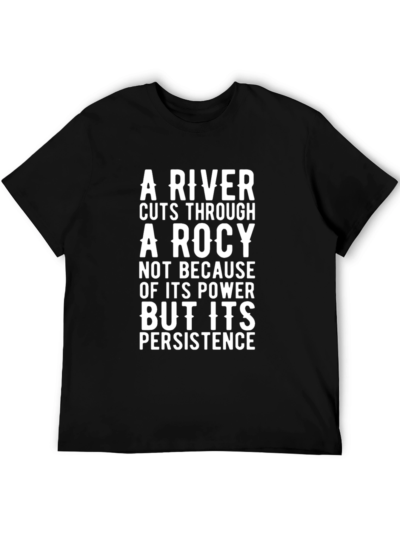Black Motivational River Persistence Graphic T-Shirt view 5