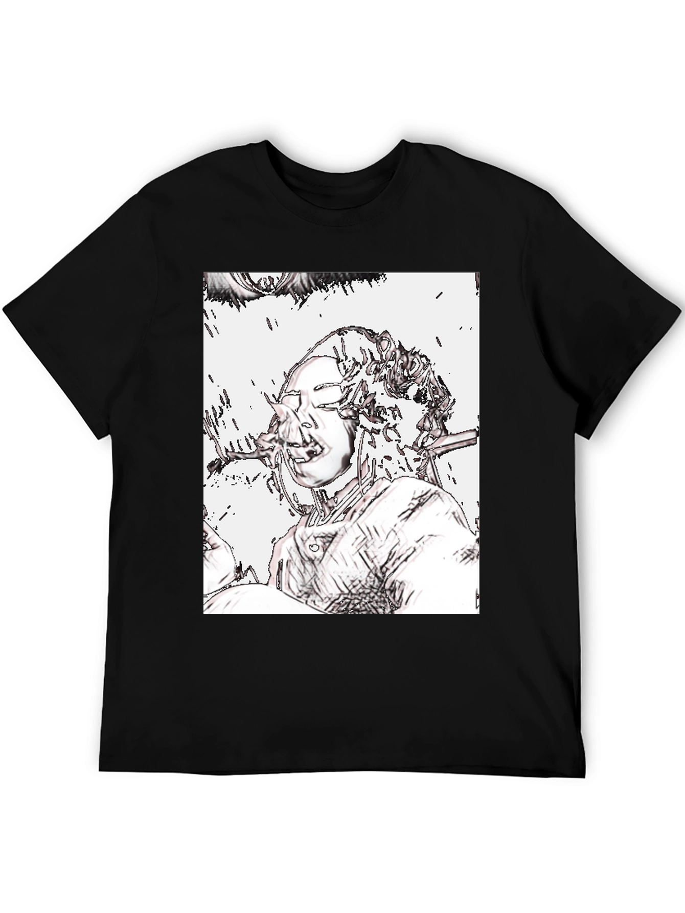 Black Edgy Graphic Tee - Unique Artistic Design view 5