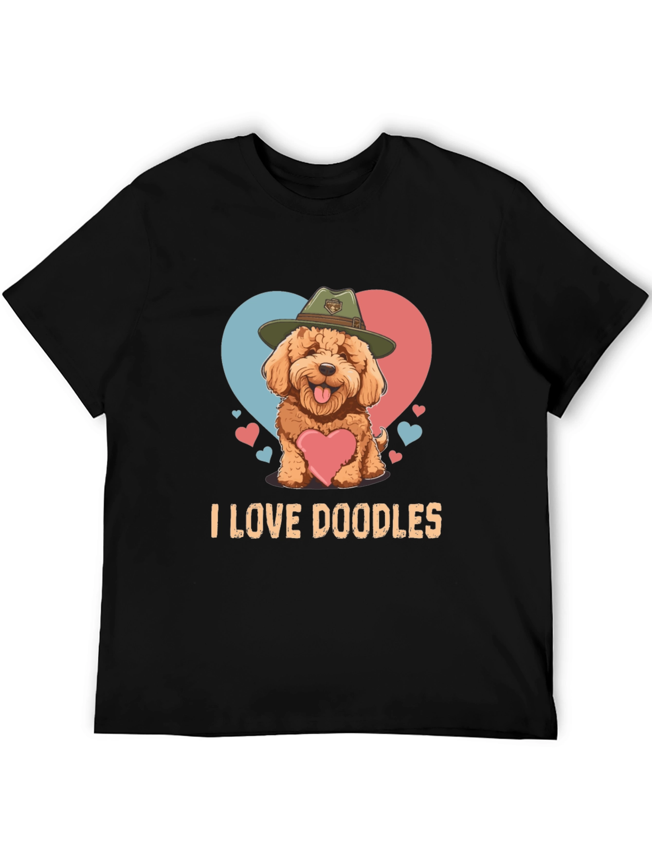 Black I Love Doodles T-Shirt - Cute Dog Design view 5