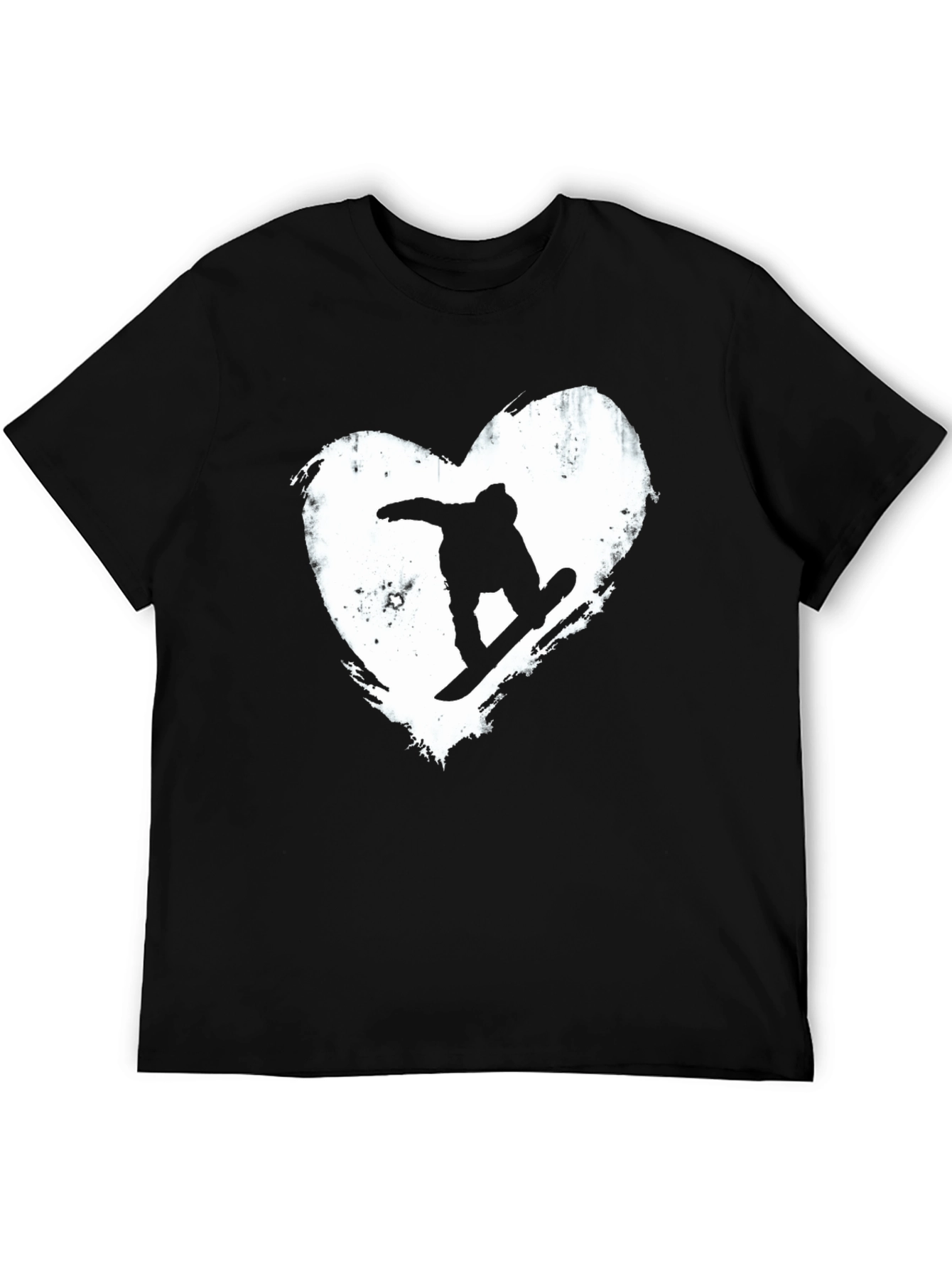 Black Snowboard Heart Graphic T-Shirt - Black Cotton Blend Tee view 5