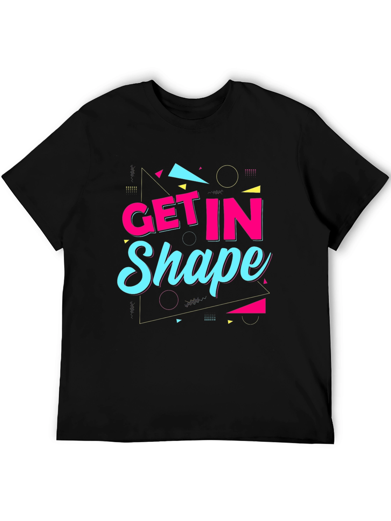 Black Get In Shape Graphic Tee - Retro Design Black Shirt view 5